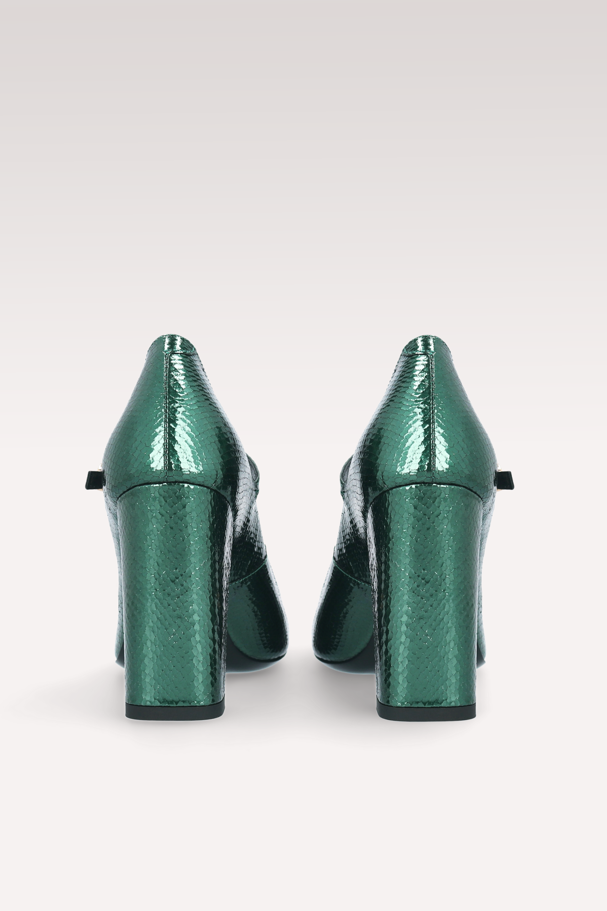 DELMA BEBE 02 MOSS GREEN MINI VIPER EMBOSSED LEATHER PUMPS
