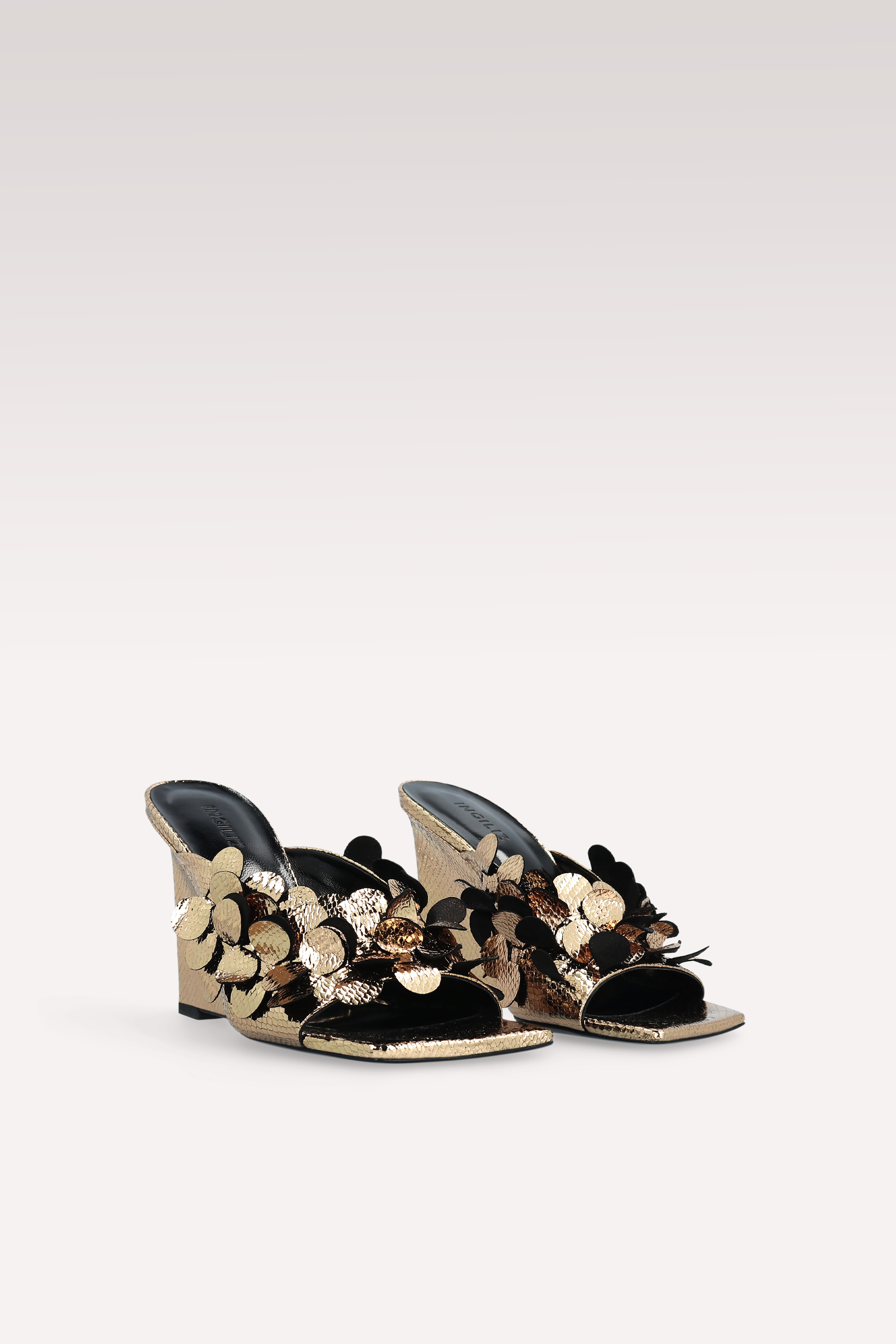 ZILLY 01 MINI VIPER MIRROR GOLD LEATHER MULES