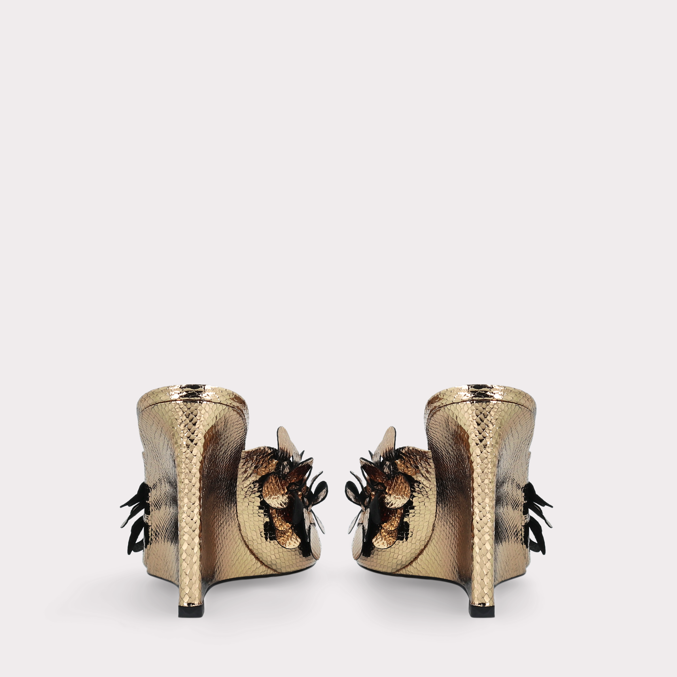 ZILLY 01 MINI VIPER MIRROR GOLD LEATHER MULES