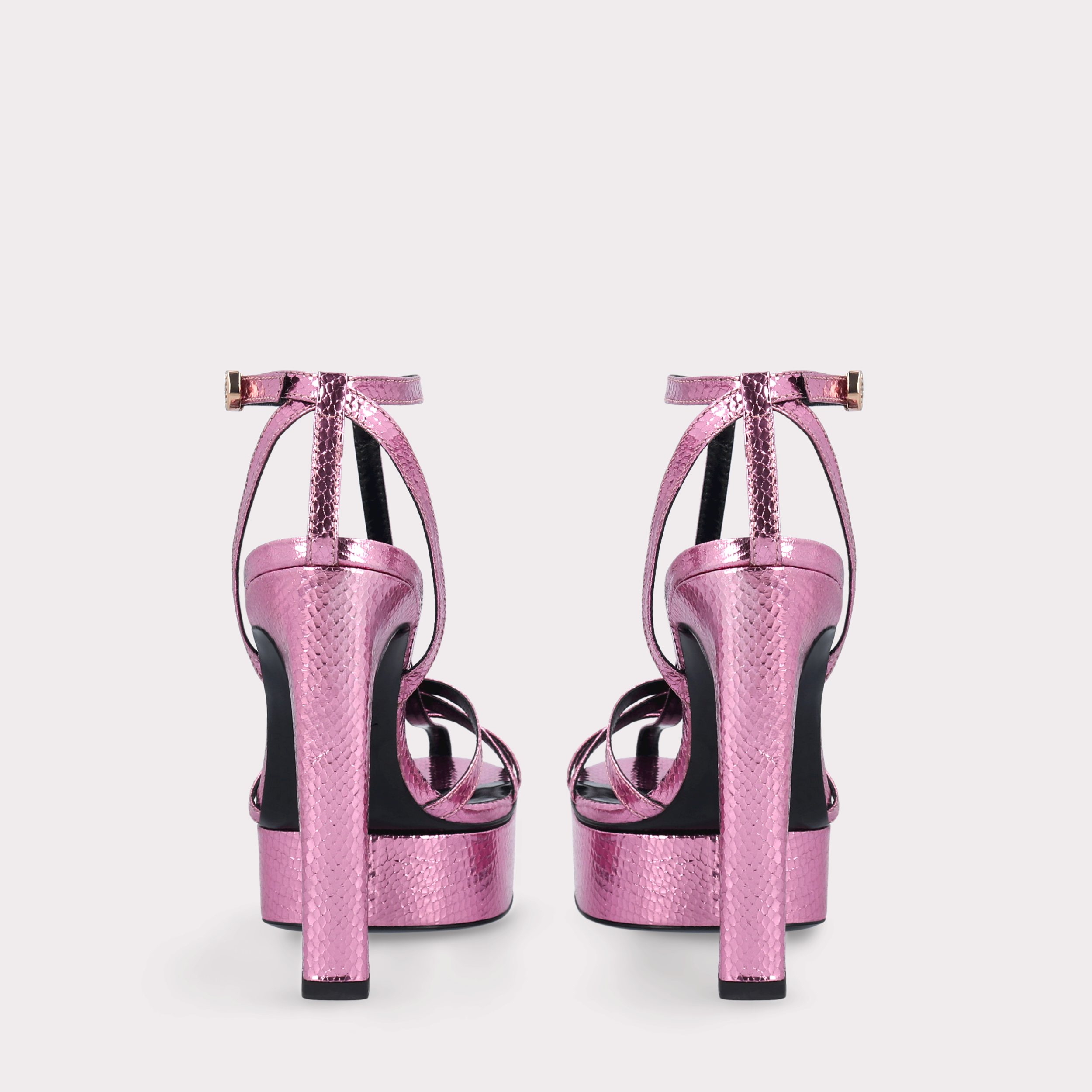 PATTY 01 MINI VIPER MIRROR ROSE LEATHER SANDALS