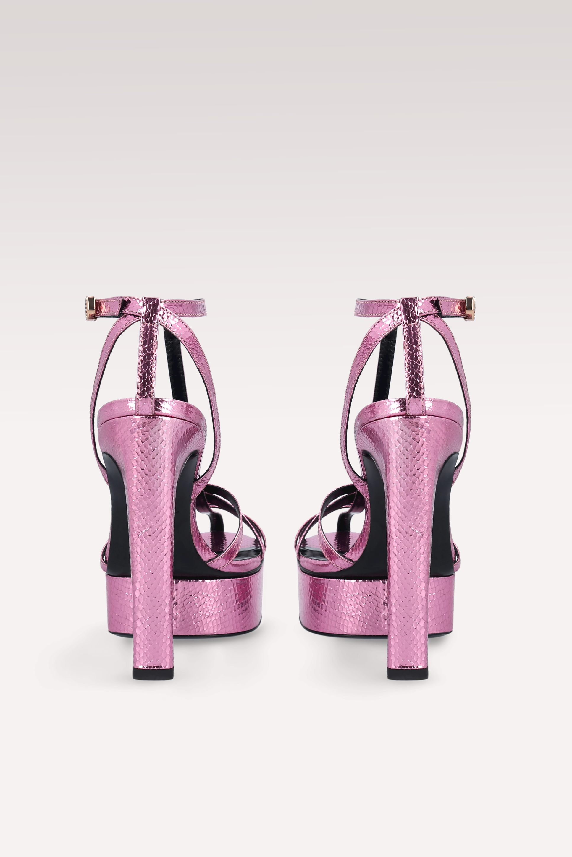 PATTY 01 MINI VIPER MIRROR ROSE LEATHER SANDALS