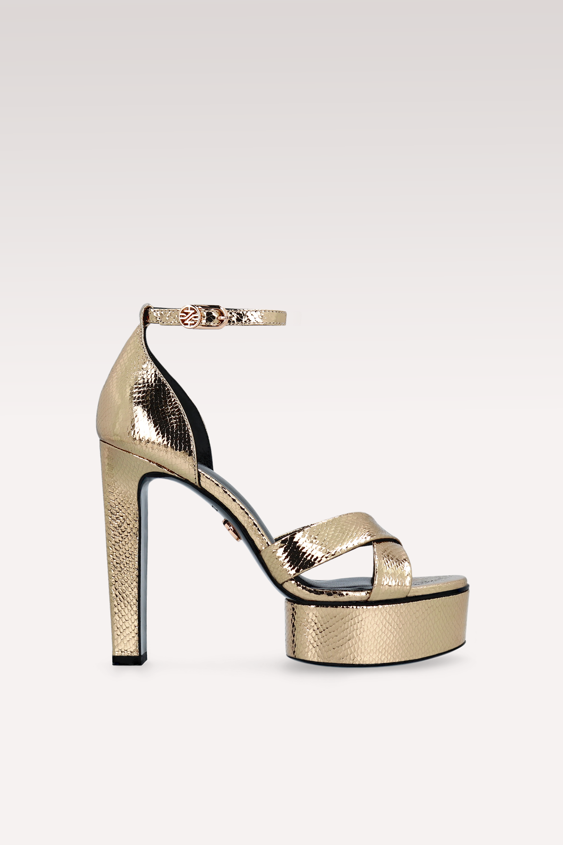 PATTY 03 MINI VIPER MIRROR GOLD LEATHER PLATFORM SANDALS