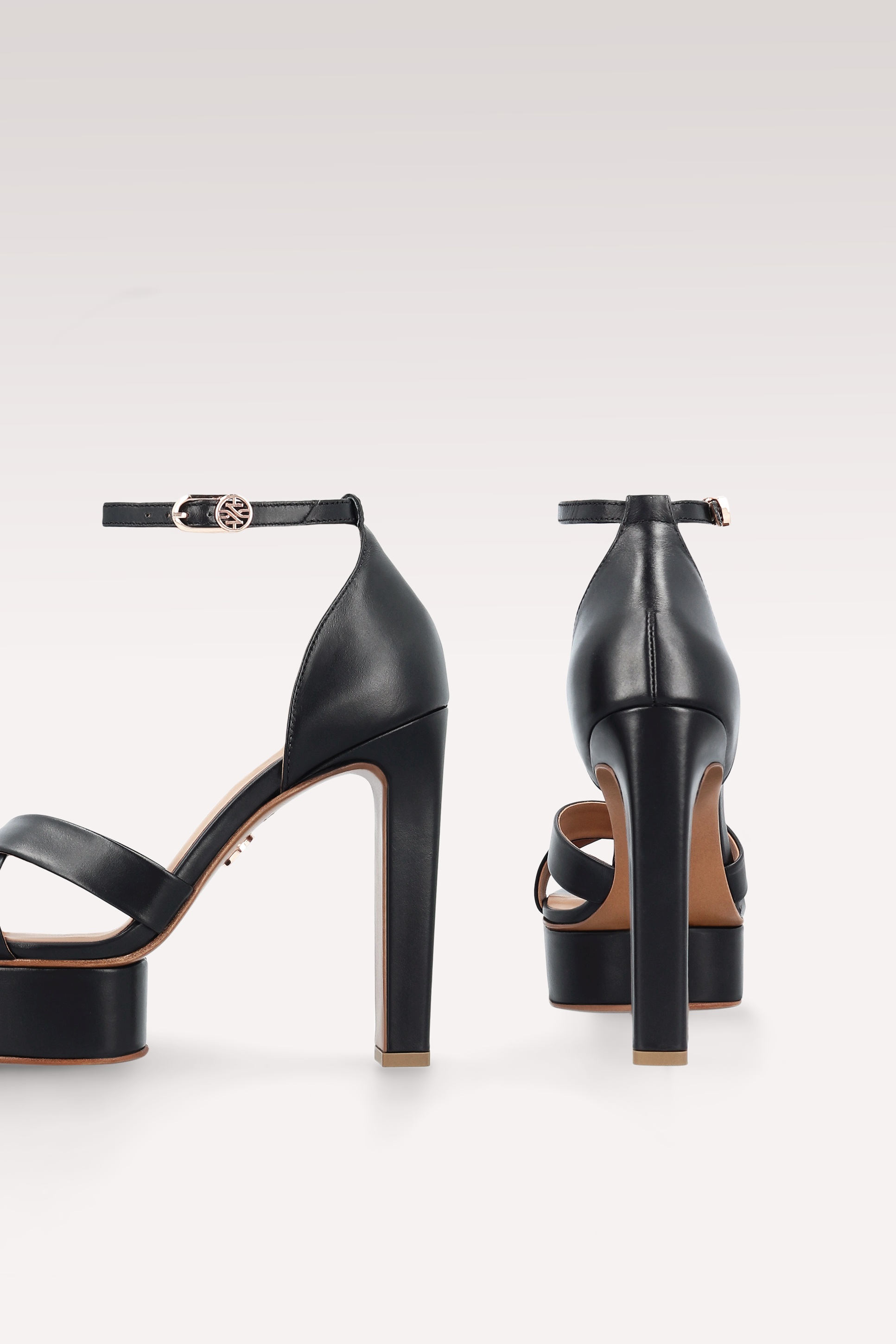 PATTY 03 BLACK LEATHER PLATFORM SANDALS