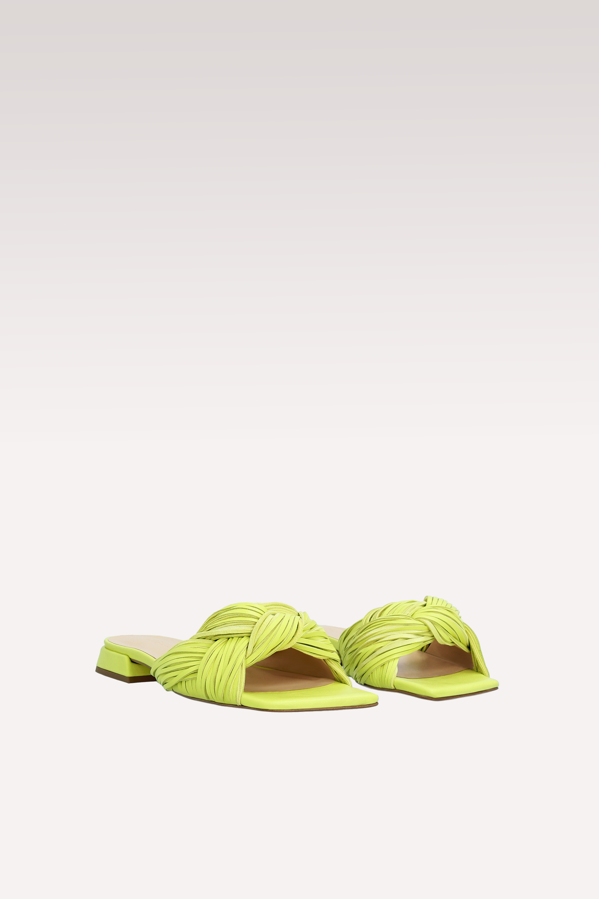 LEXI KIWI YELLOW LEATHER AND SUEDE MULES