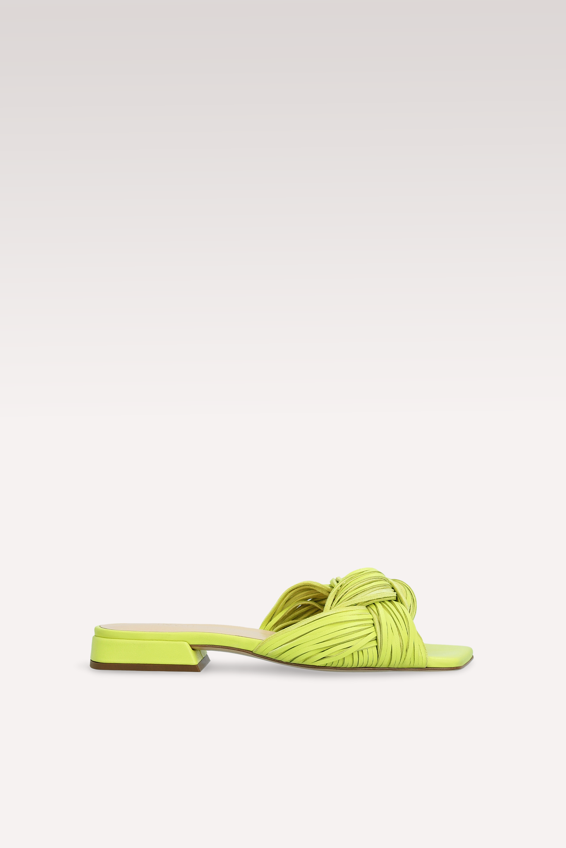 LEXI KIWI YELLOW LEATHER AND SUEDE MULES
