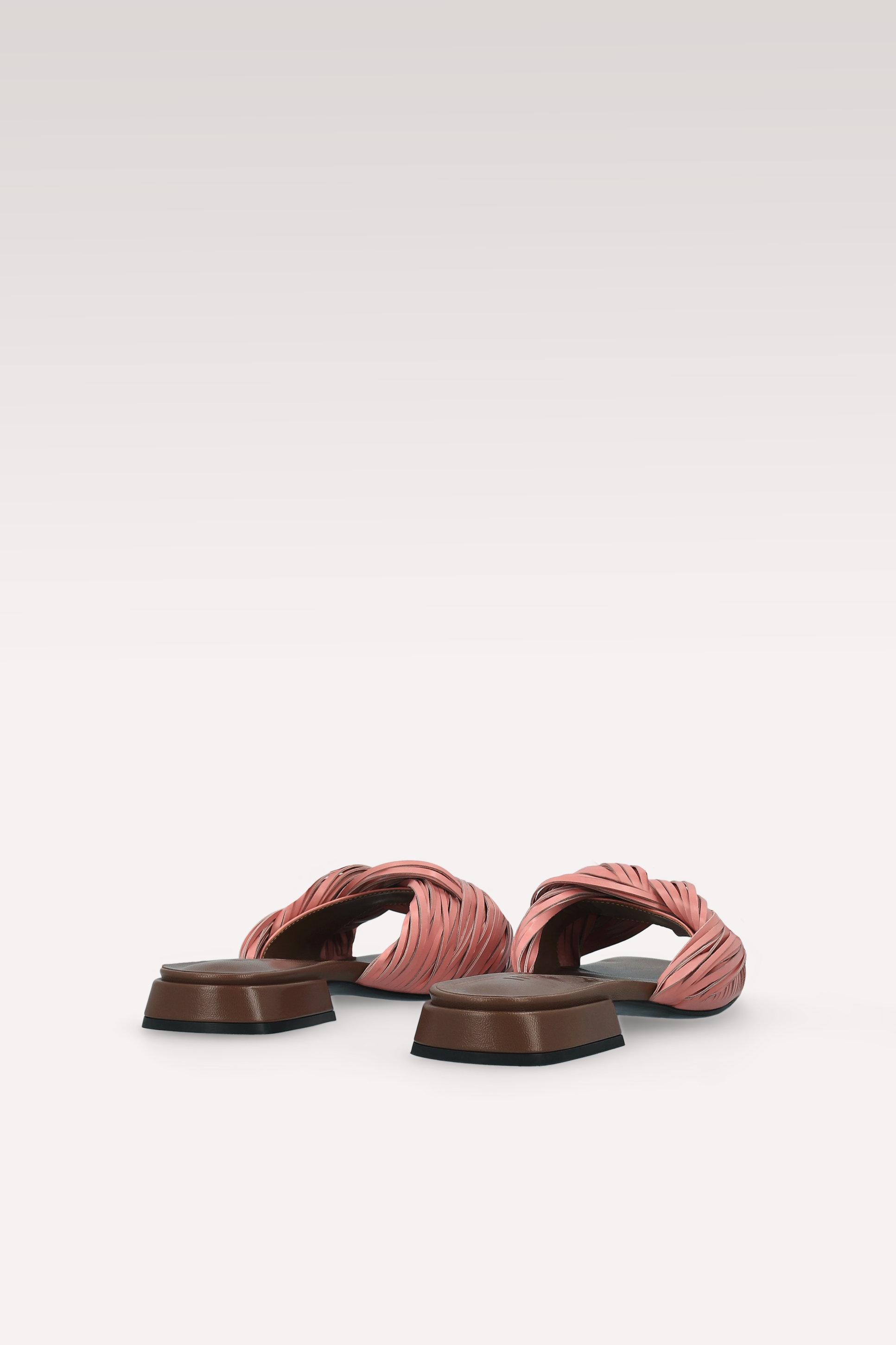 LEXI DUSTY ROSE PINK AND CHOCOLATE BROWN LEATHER MULES