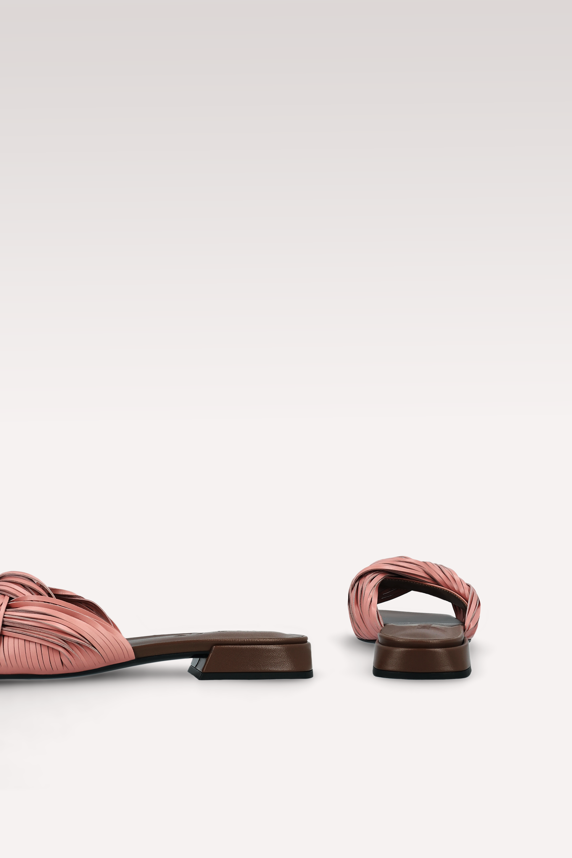 LEXI DUSTY ROSE PINK AND CHOCOLATE BROWN LEATHER MULES