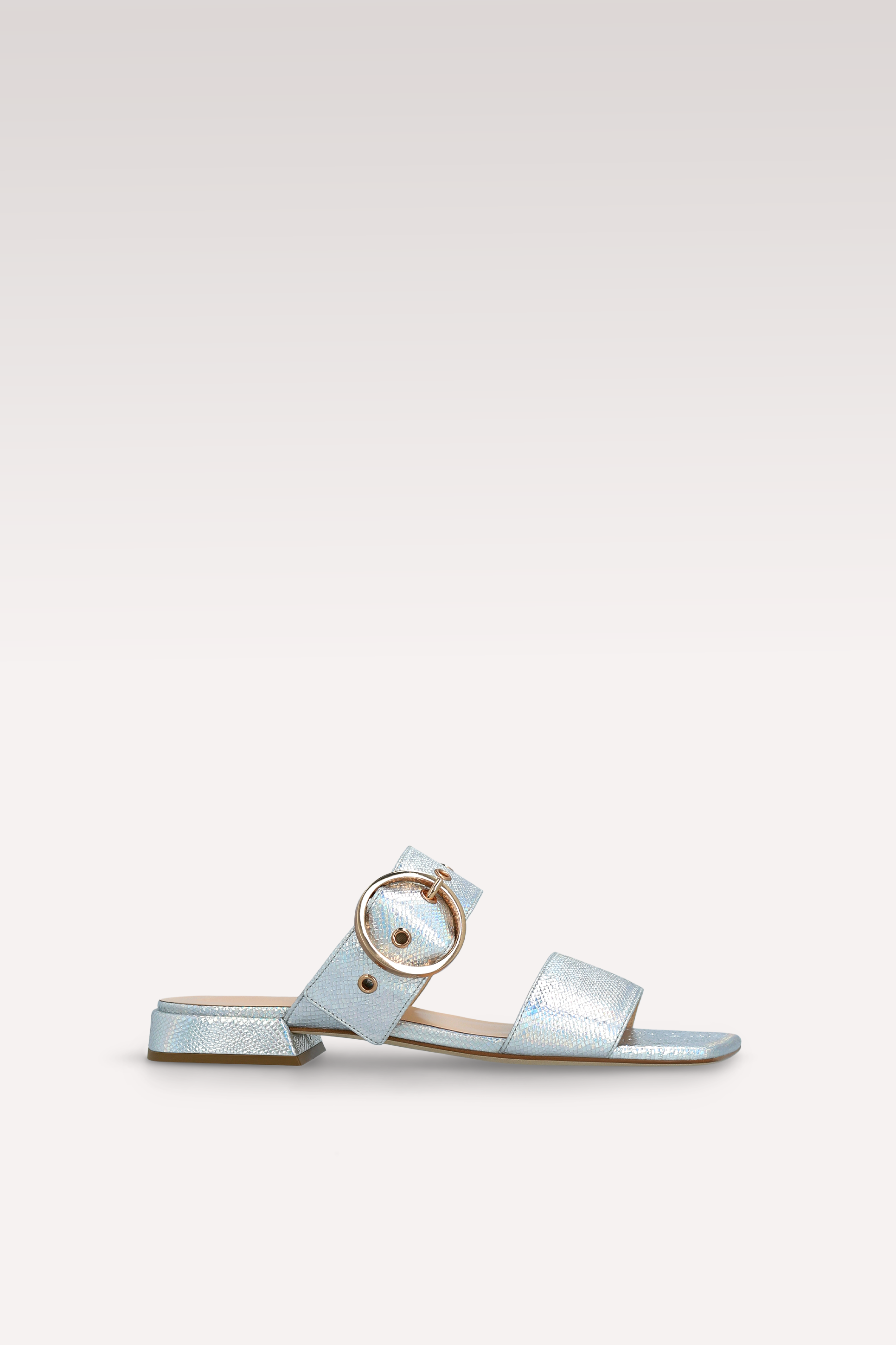 LUNA SILVER EMBOSSED LEATHER MULES