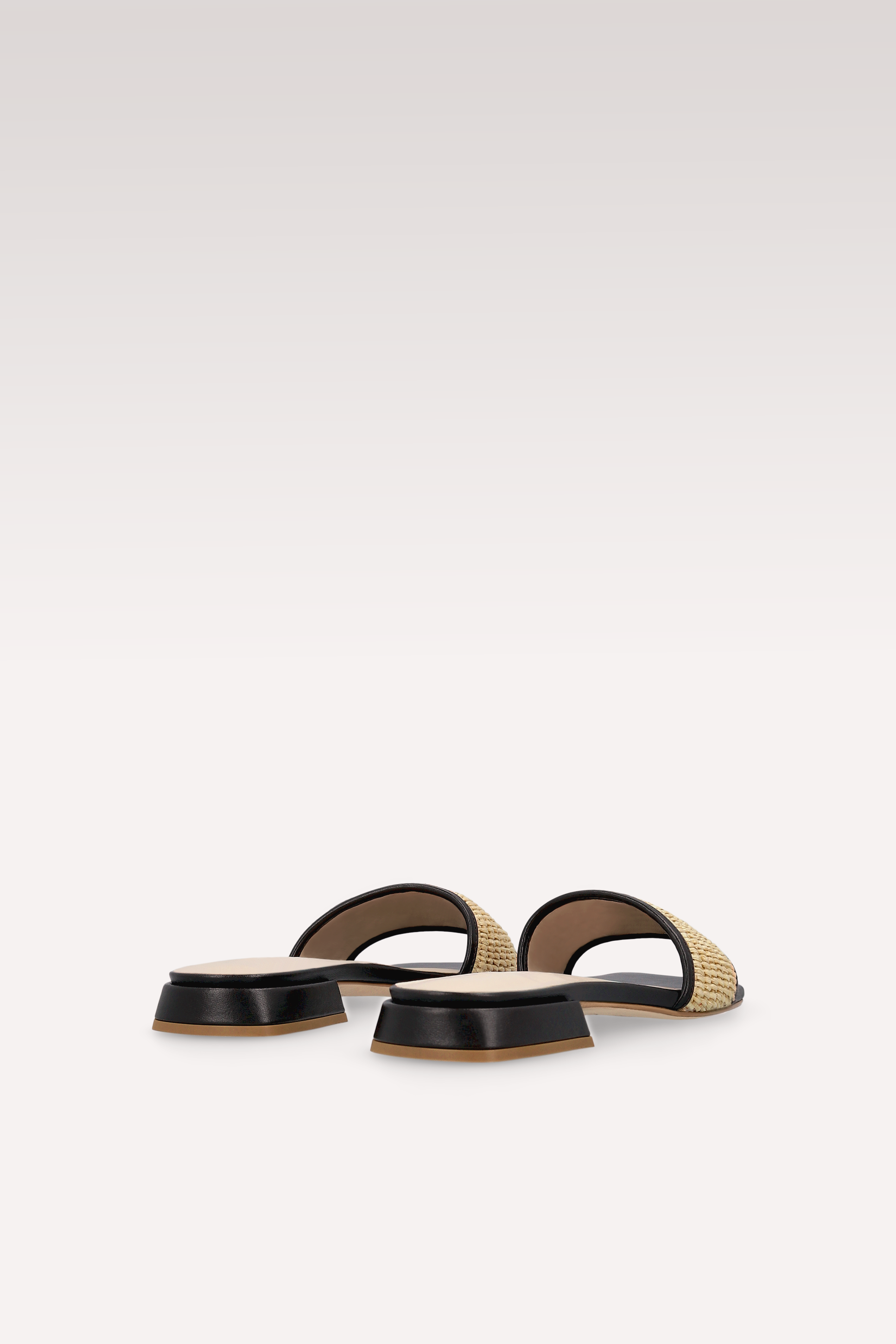 LEXA RAFFIA AND BROWN LEATHER MULES