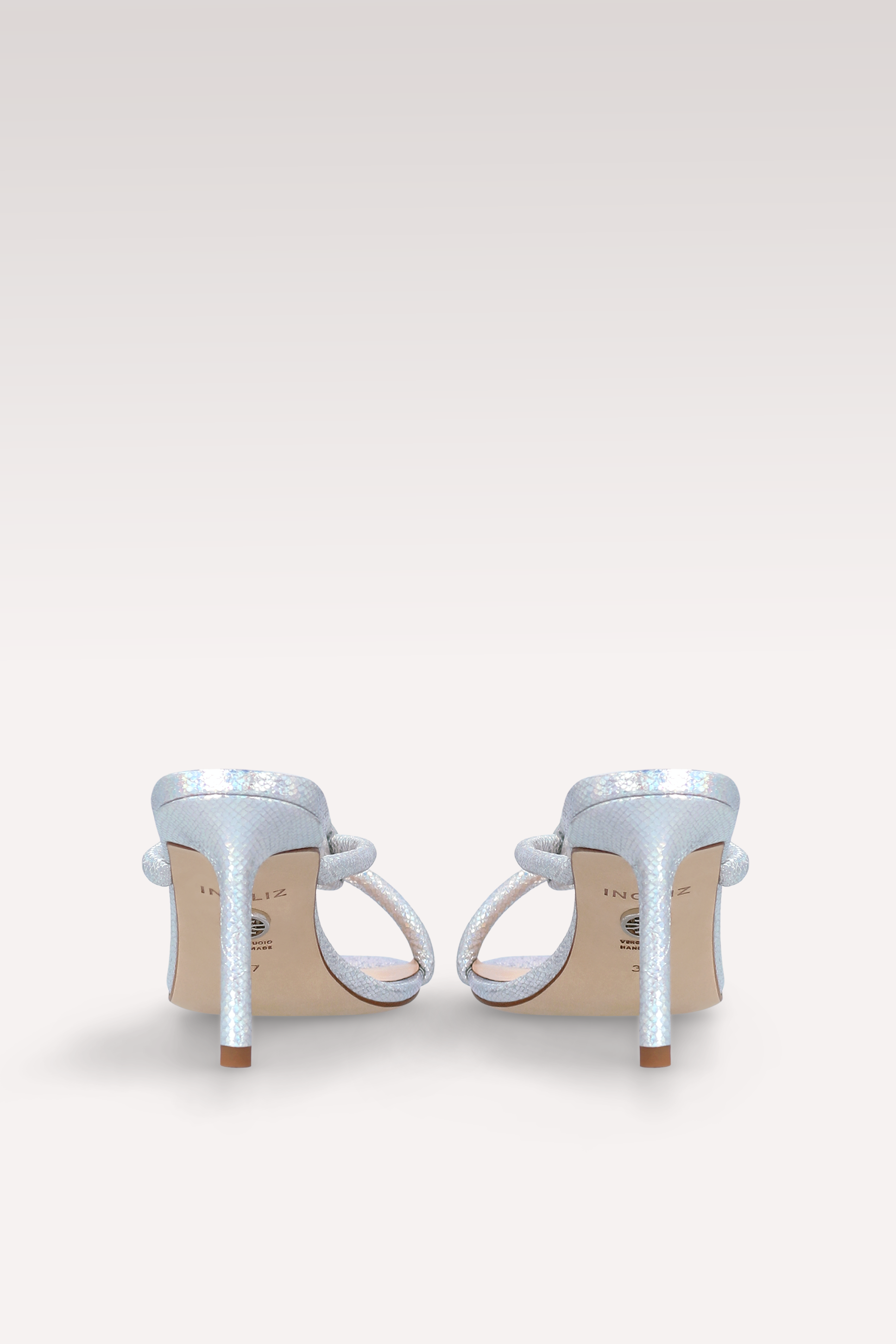 HEIDI SILVER EMBOSSED LEATHER MULES
