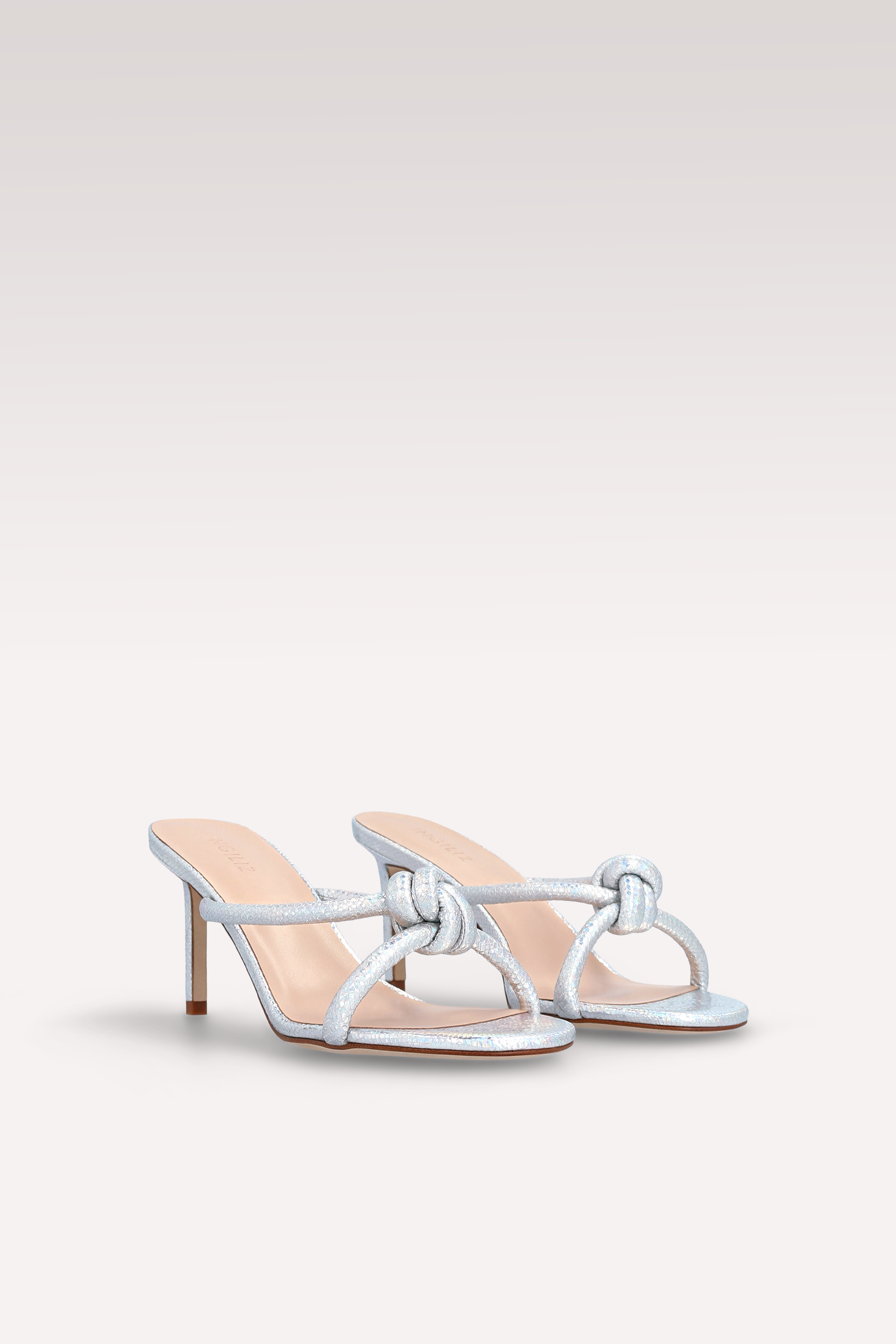 HEIDI SILVER EMBOSSED LEATHER MULES