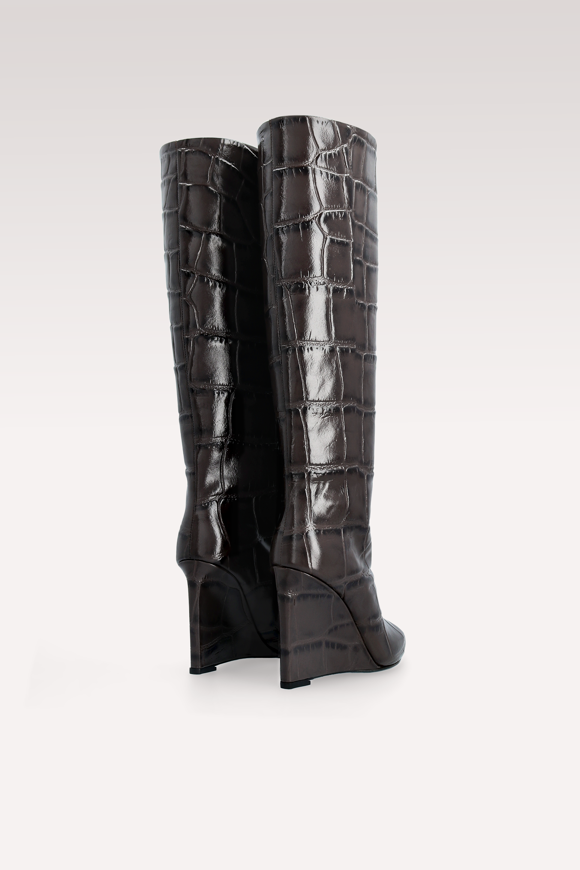 ZEUDI 02 BROWN COCCO EMBOSSED LEATHER BOOTS