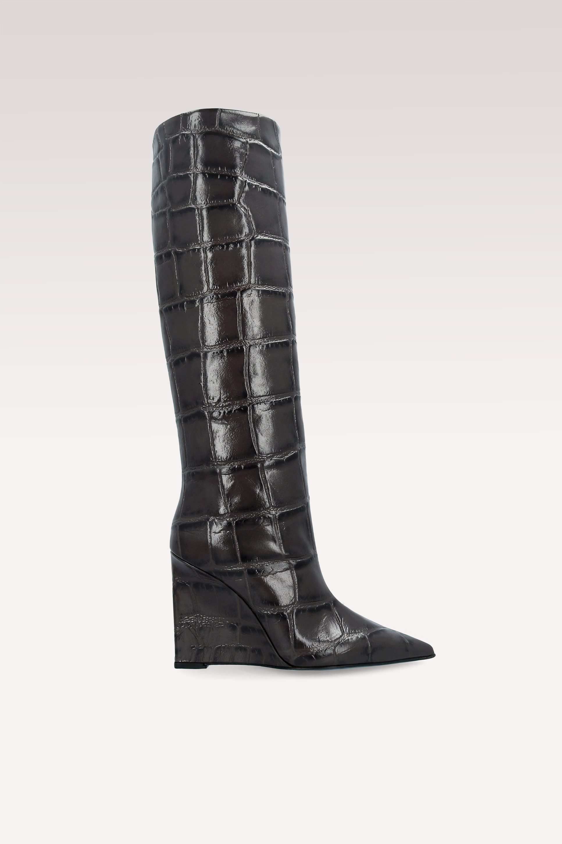 ZEUDI 02 BROWN COCCO EMBOSSED LEATHER BOOTS