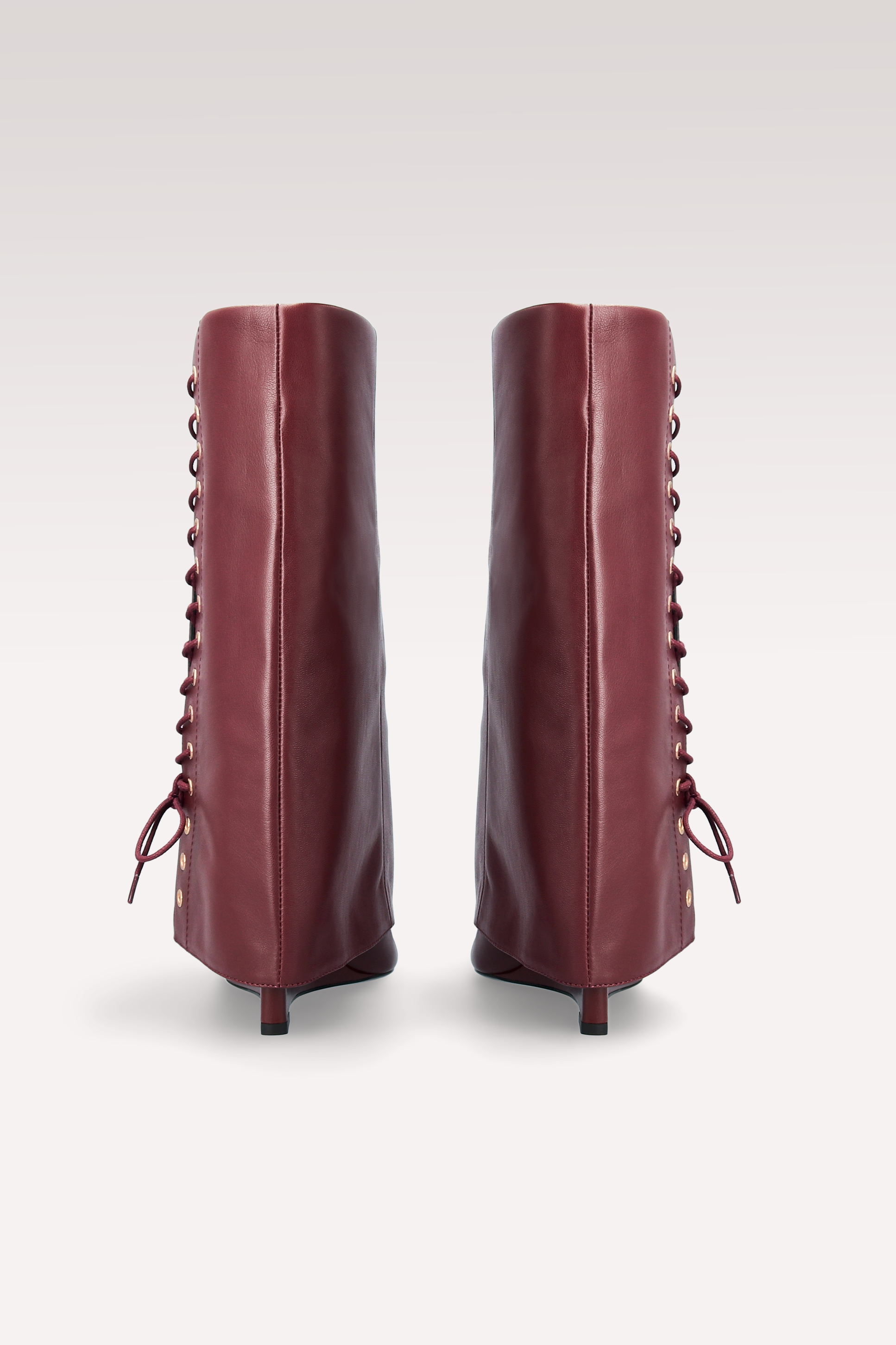 ZEUDI 03 BURGUNDY SMOOTH LEATHER EDGE HEEL  BOOTS