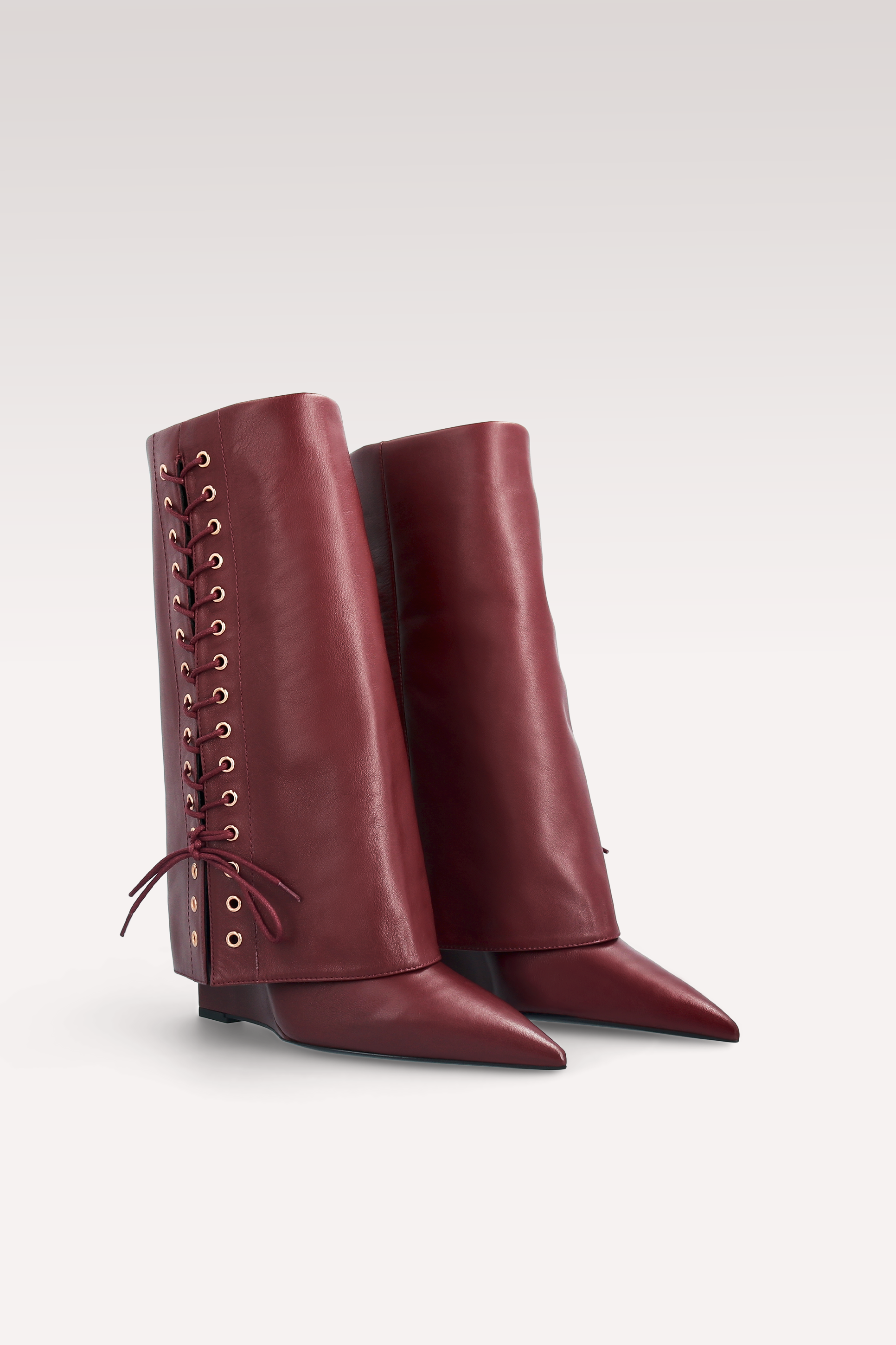 ZEUDI 03 BURGUNDY SMOOTH LEATHER EDGE HEEL  BOOTS