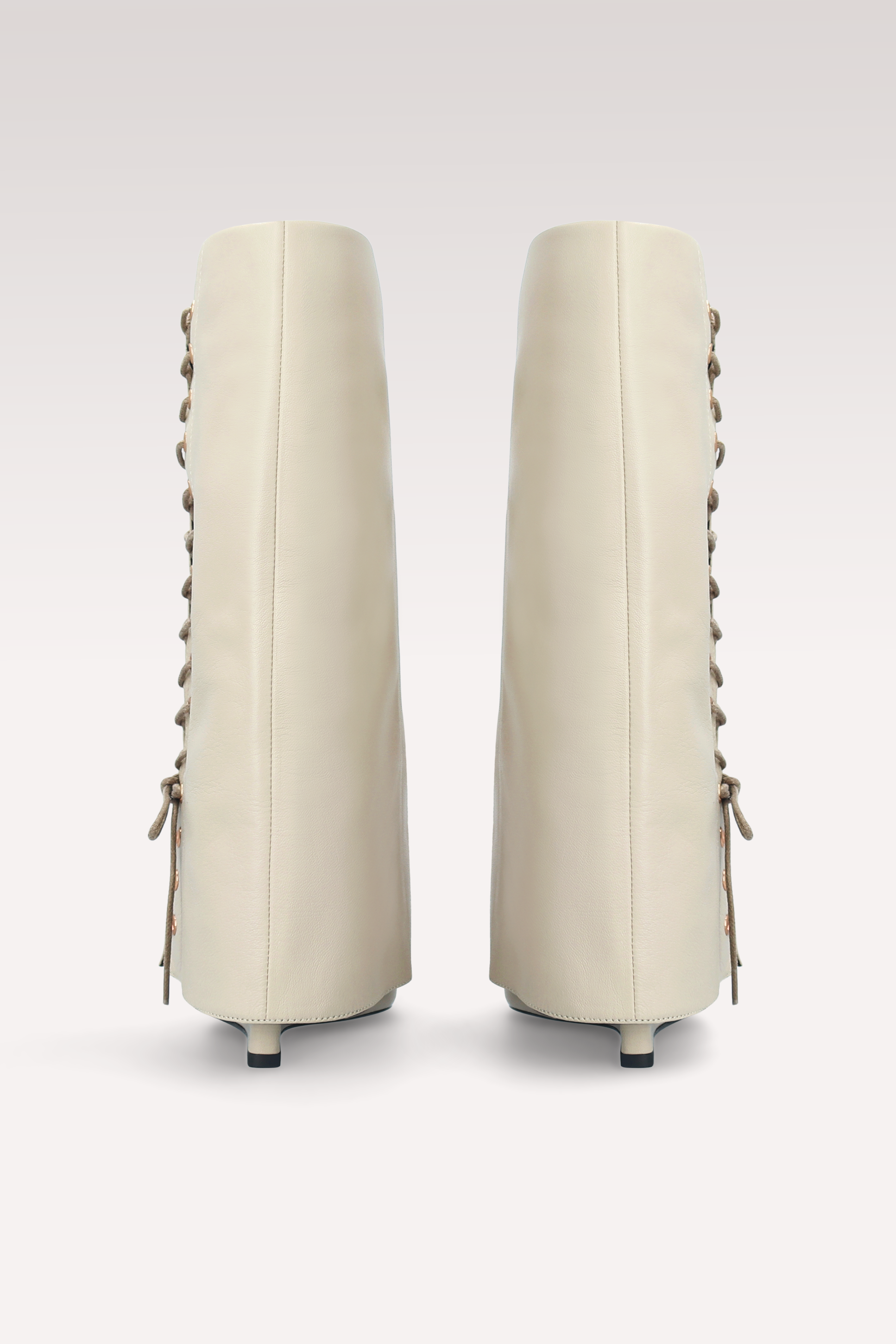 ZEUDI 03 BEIGE SMOOTH LEATHER EDGE HEEL BOOTS