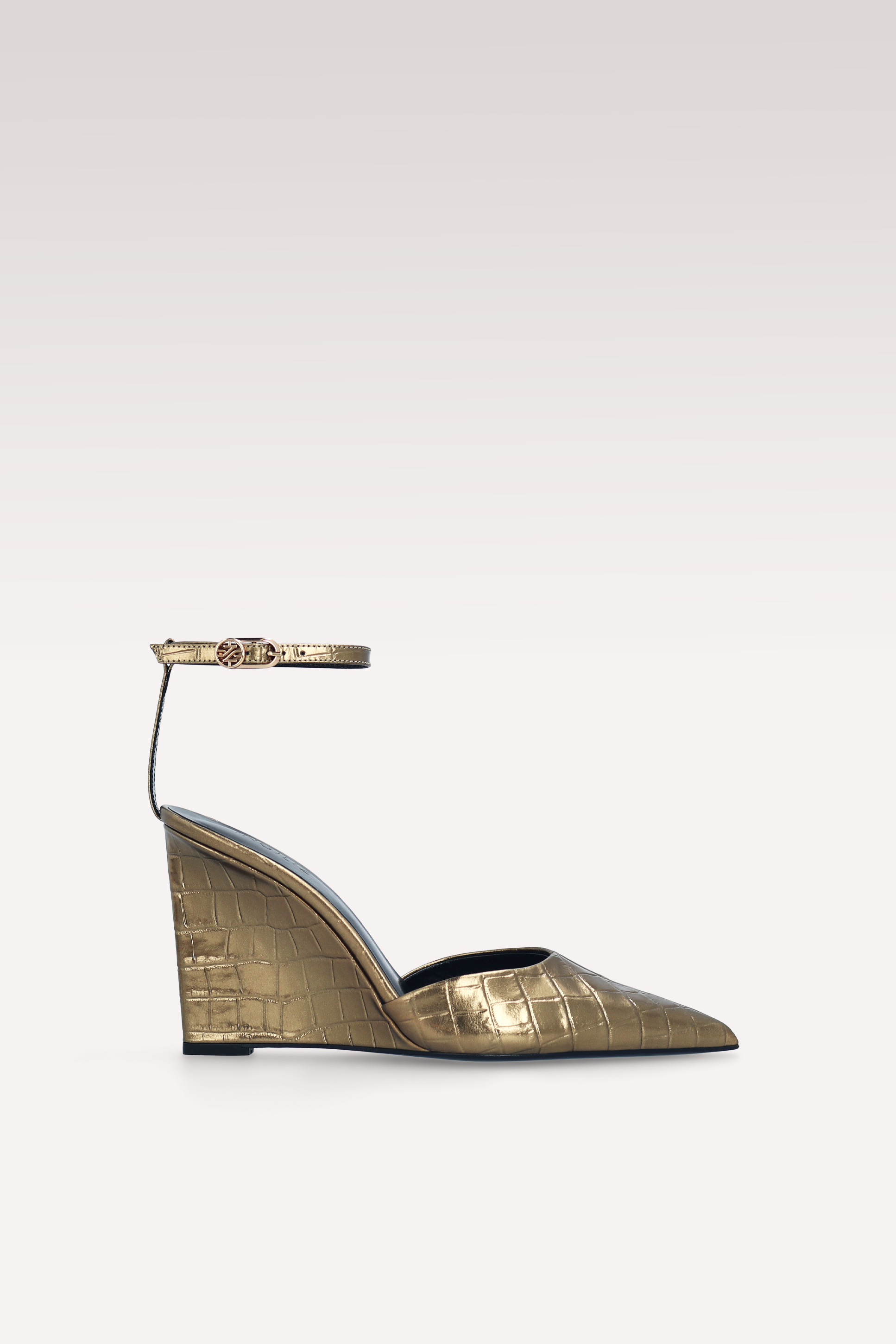 MONA BRONZE CROCO EMBOSSED LEATHER SANDALS