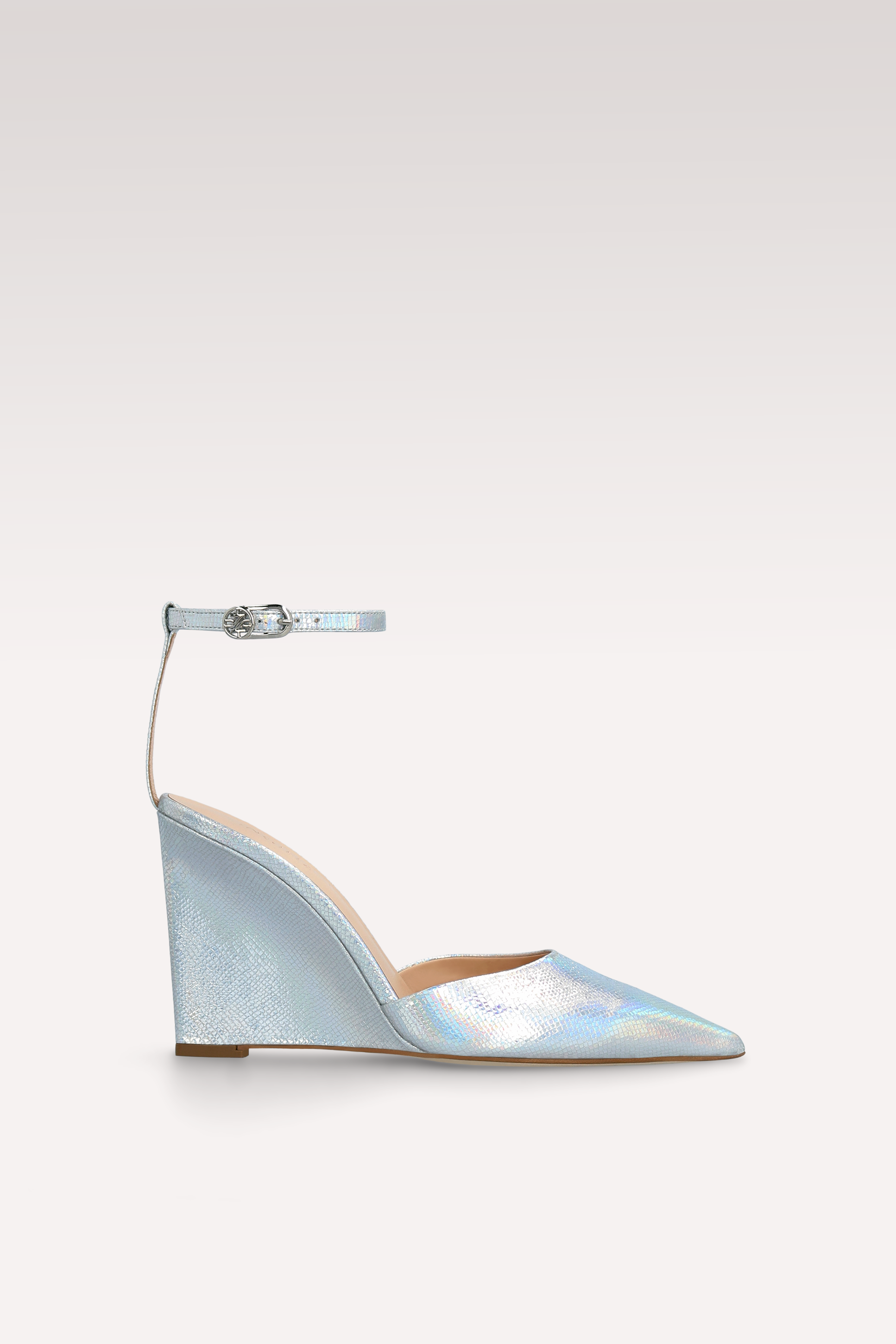 MONA SILVER EMBOSSED LEATHER SANDALS