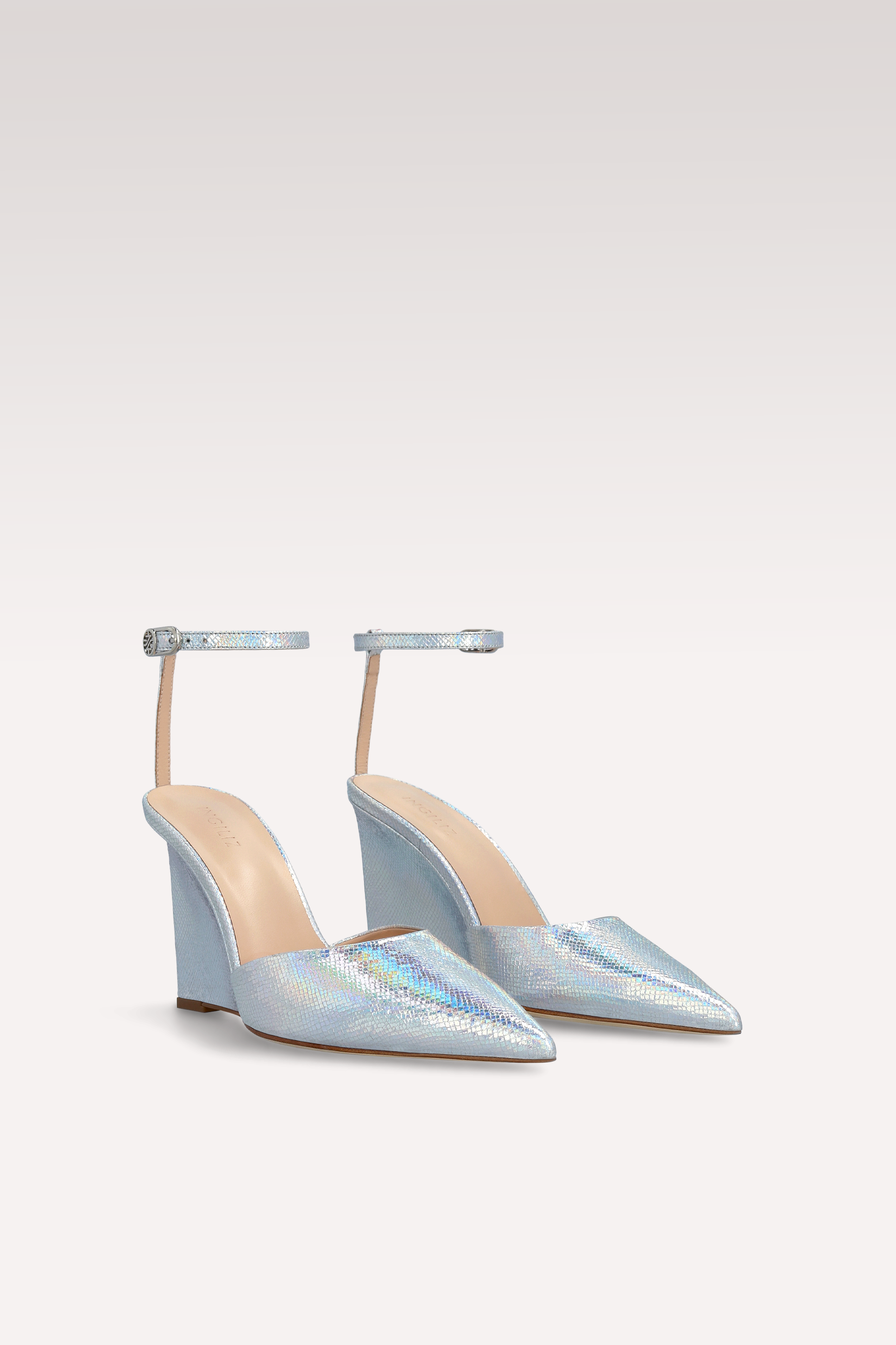 MONA SILVER EMBOSSED LEATHER SANDALS