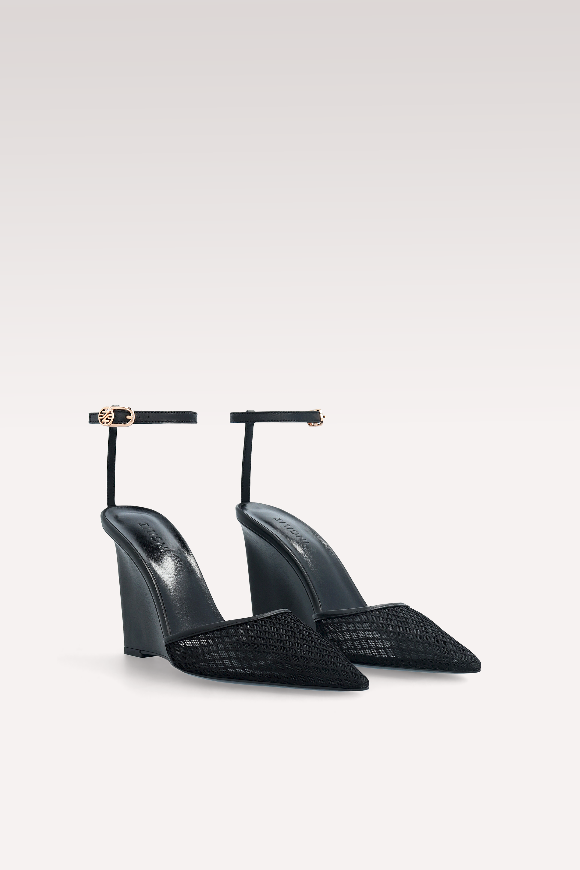 MONET BLACK LEATHER AND MESH SANDALS