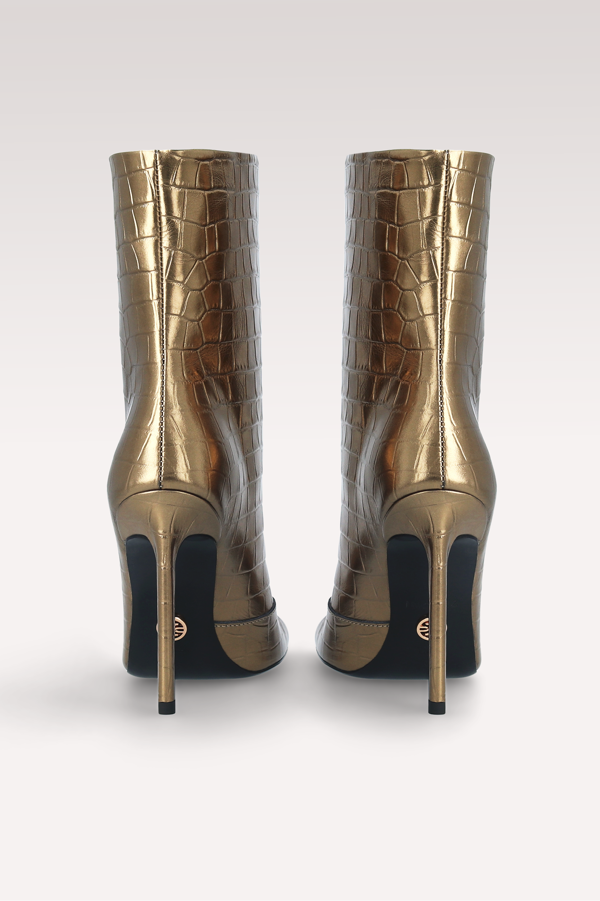 GINEVRA 01 BRONZE CROCO EMBOSSED LEATHER ANKLE BOOTS