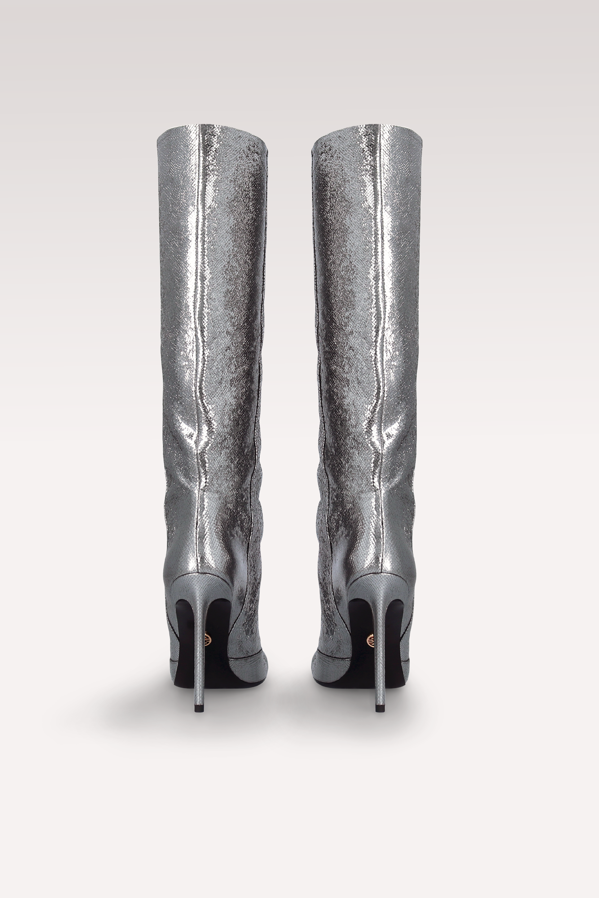 GINEVRA 04 DARK SILVER CRASH VIPER MIRROR EMBOSSED LEATHER  BOOTS