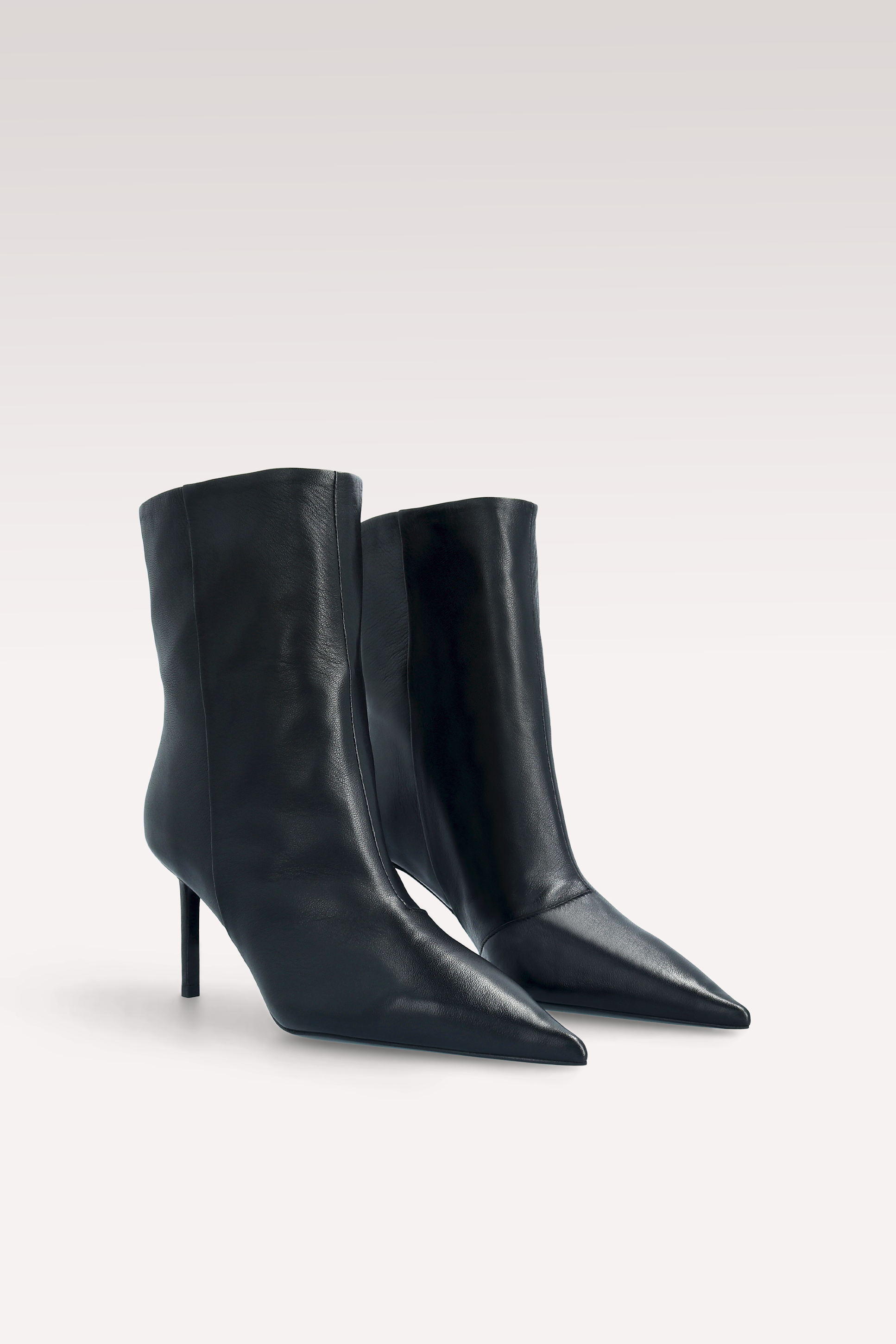 MIA 03 BLACK SMOOTH LEATHER ANKLE BOOTS