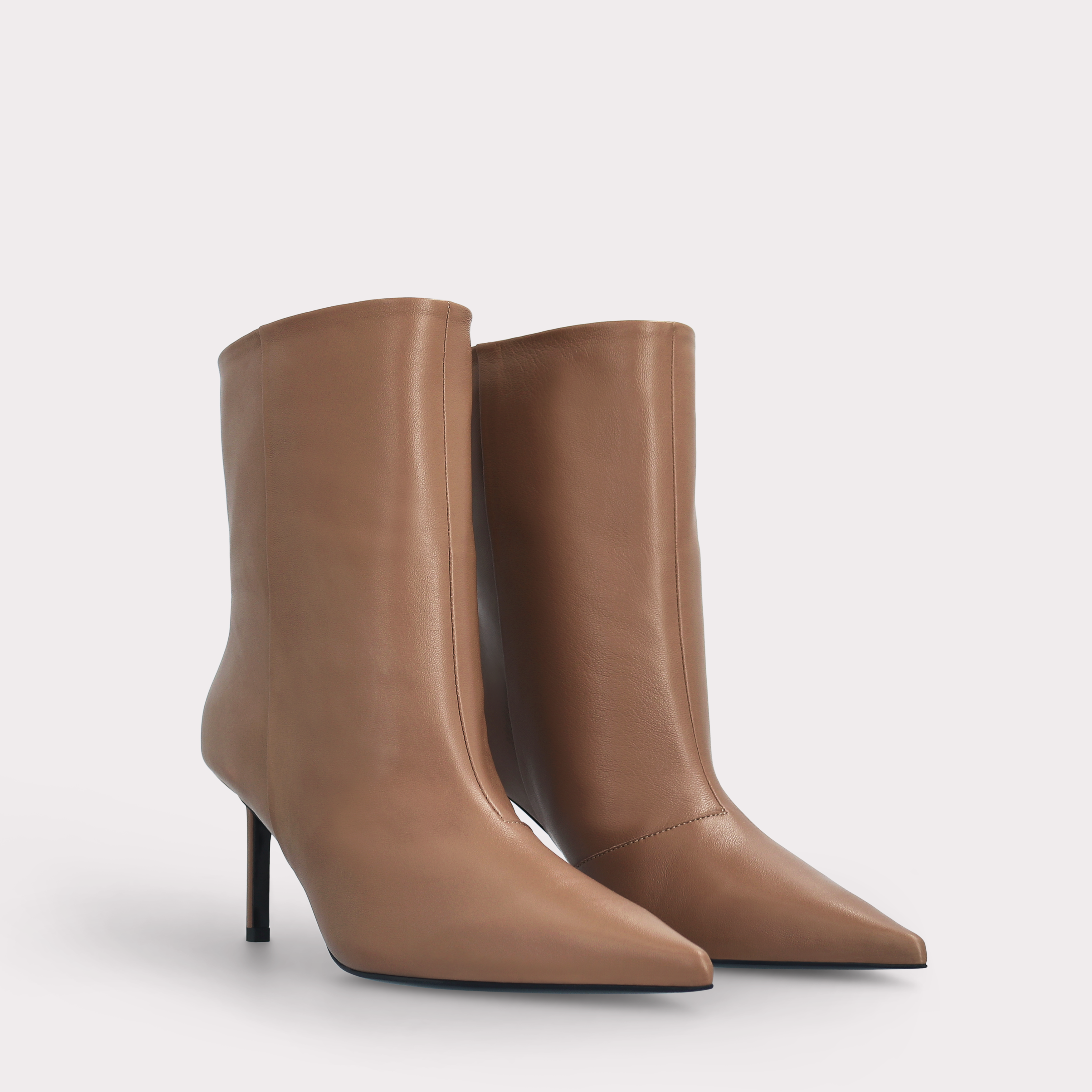 MIA 03 BROWN SMOOTH LEATHER ANKLE BOOTS