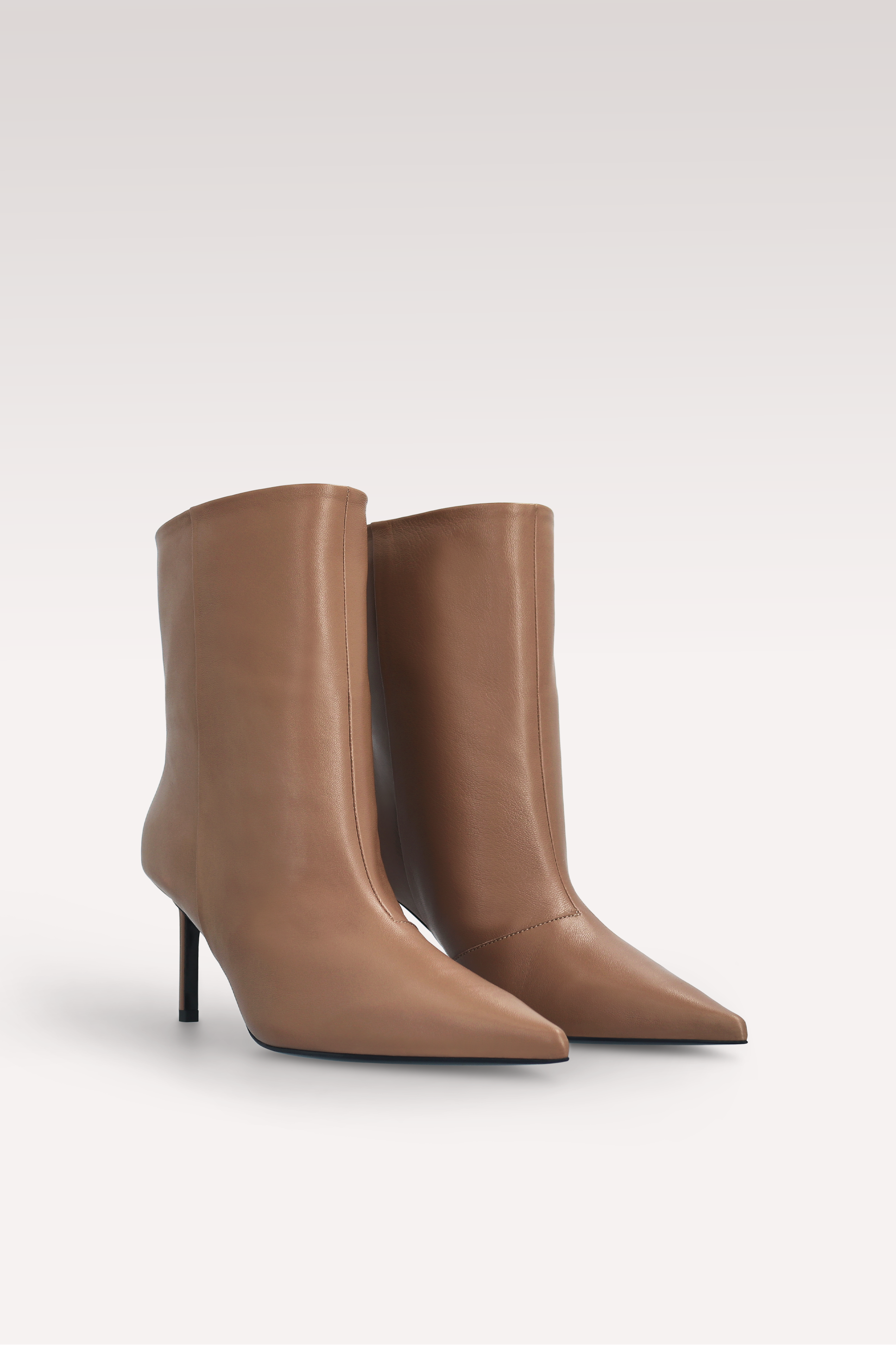 MIA 03 BROWN SMOOTH LEATHER ANKLE BOOTS