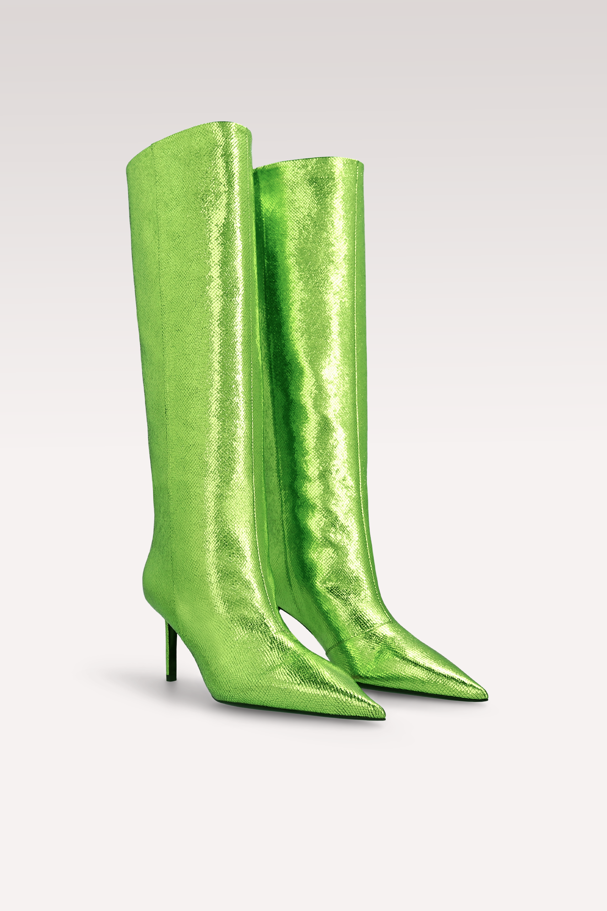 MIA 04 LIME COLOR CRASH VIPER MIRROR EMBOSSED LEATHER BOOTS
