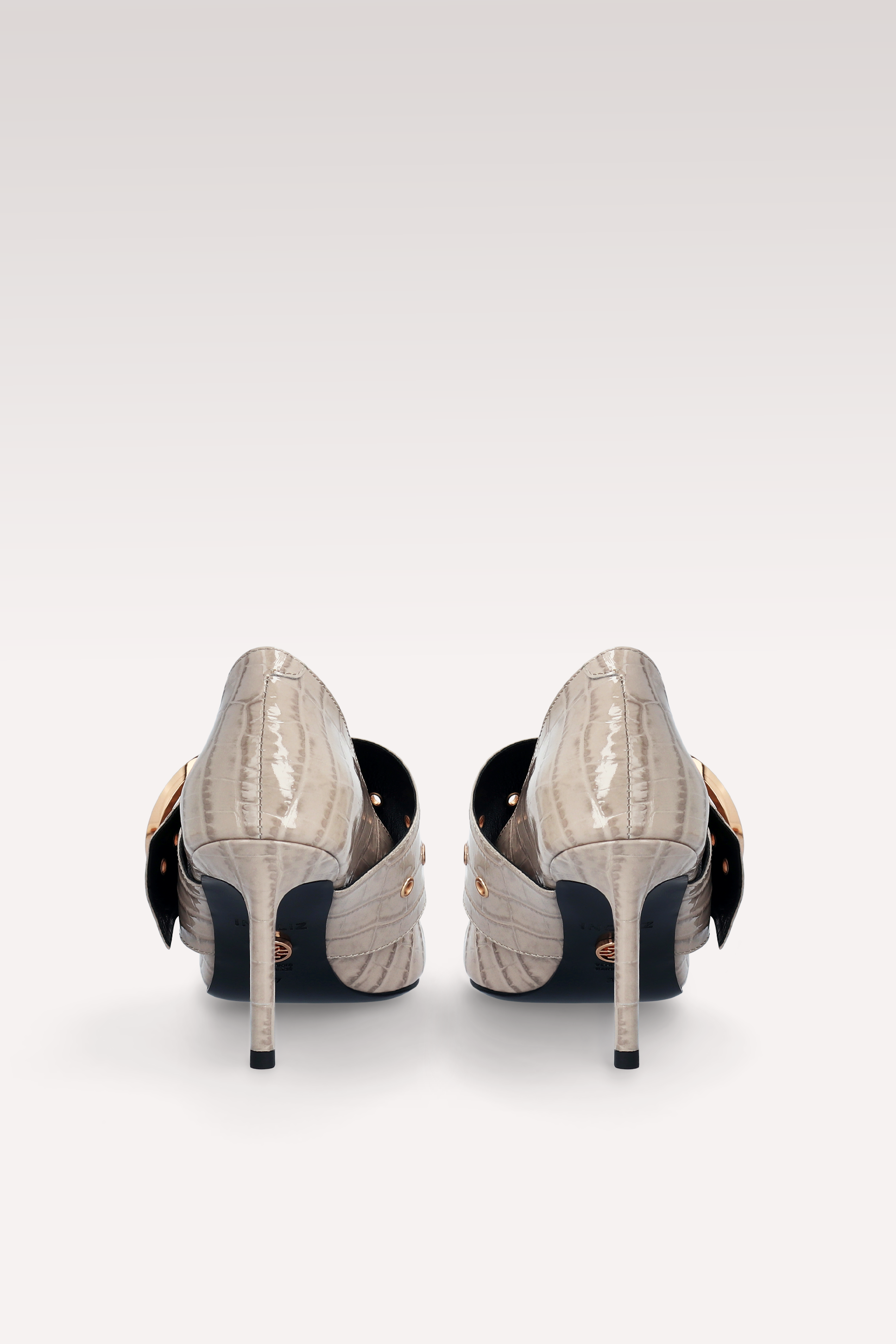 MIA 05 BEIGE PATENT CROCO EMBOSSED LEATHER PUMPS