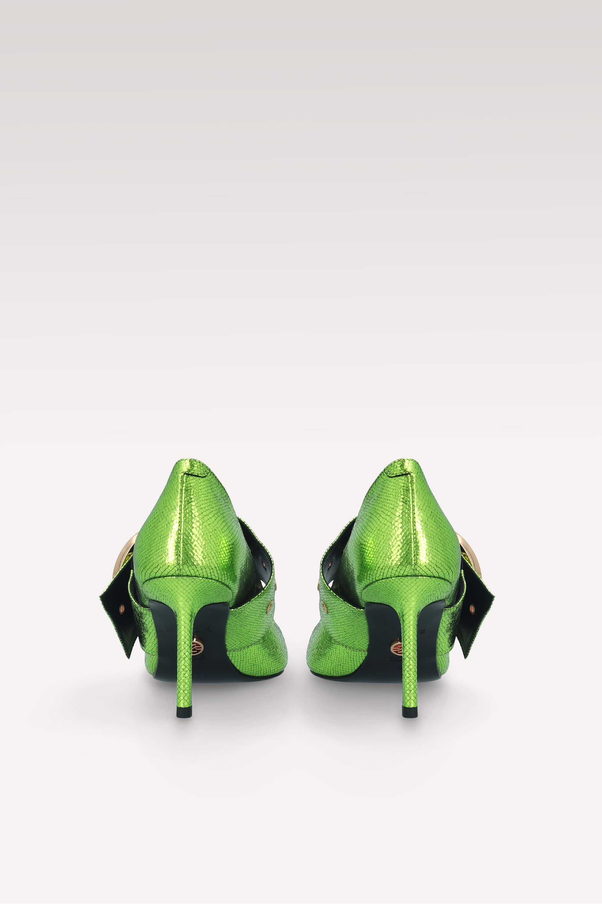 MIA 05 LIME COLOR CRASH VIPER MIRROR EMBOSSED LEATHER PUMPS