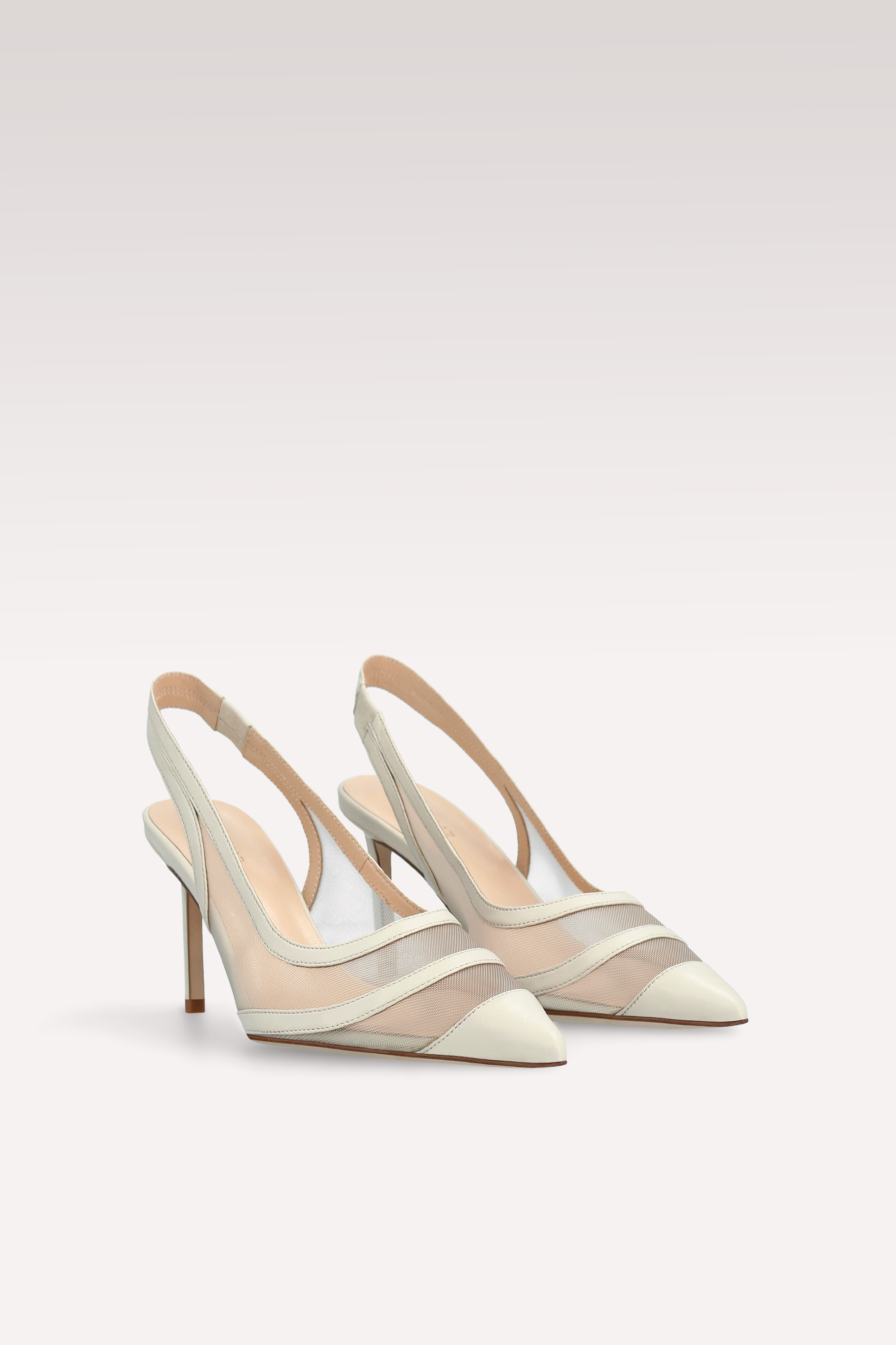 SIENNA BEIGE LEATHER AND MESH PUMPS