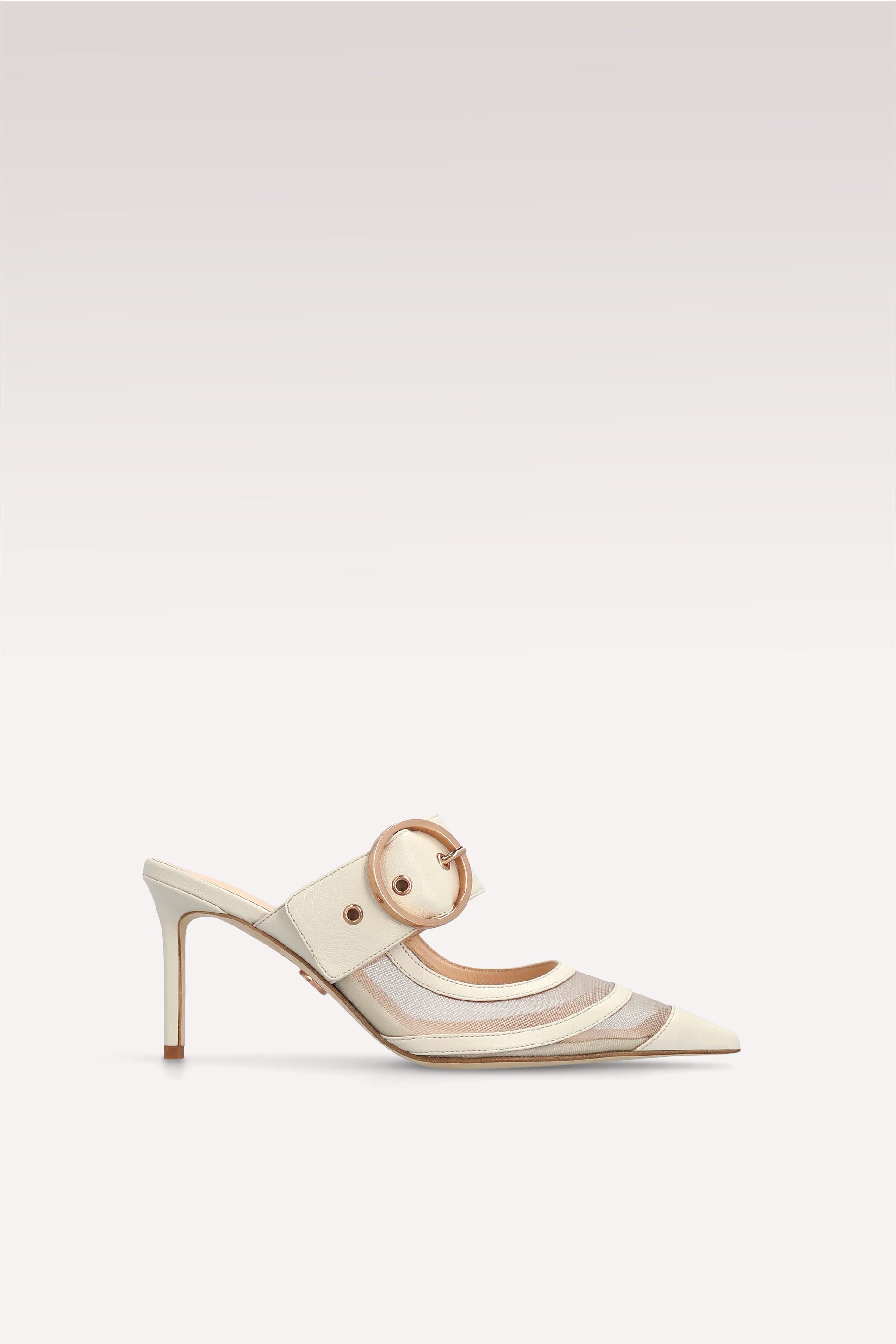 SELENA BEIGE LEATHER AND MESH MULES