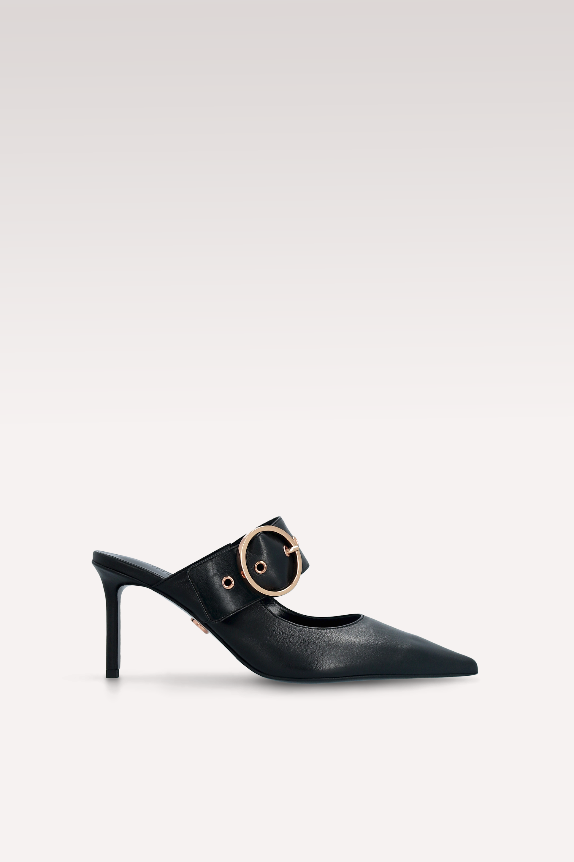 SUZANA BLACK LEATHER MULES