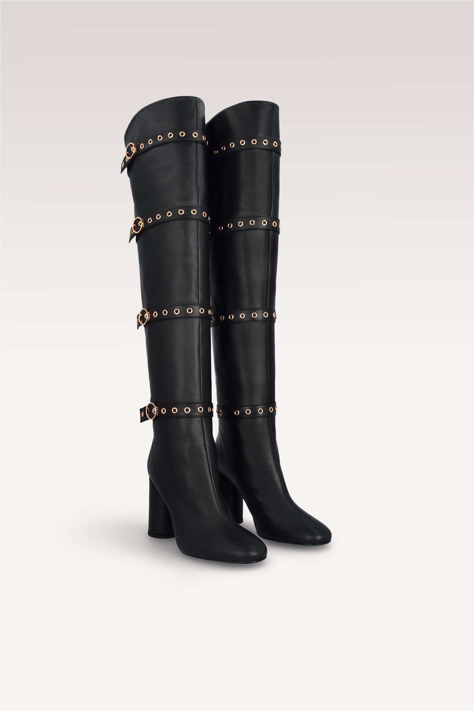 DAFNE 04 BLACK SMOOTH LEATHER OVER KNEE BOOTS