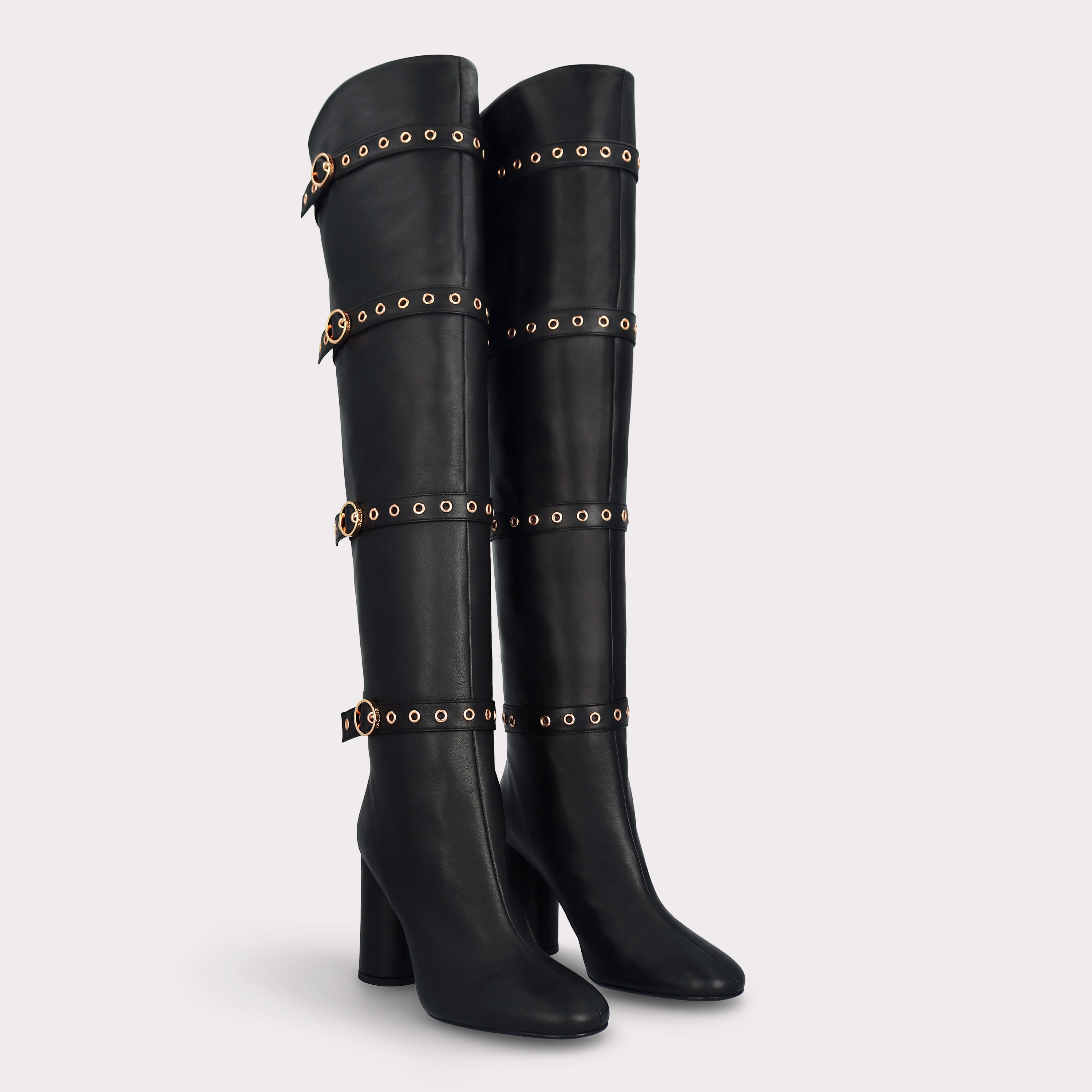 DAFNE 04 BLACK SMOOTH LEATHER OVER KNEE BOOTS