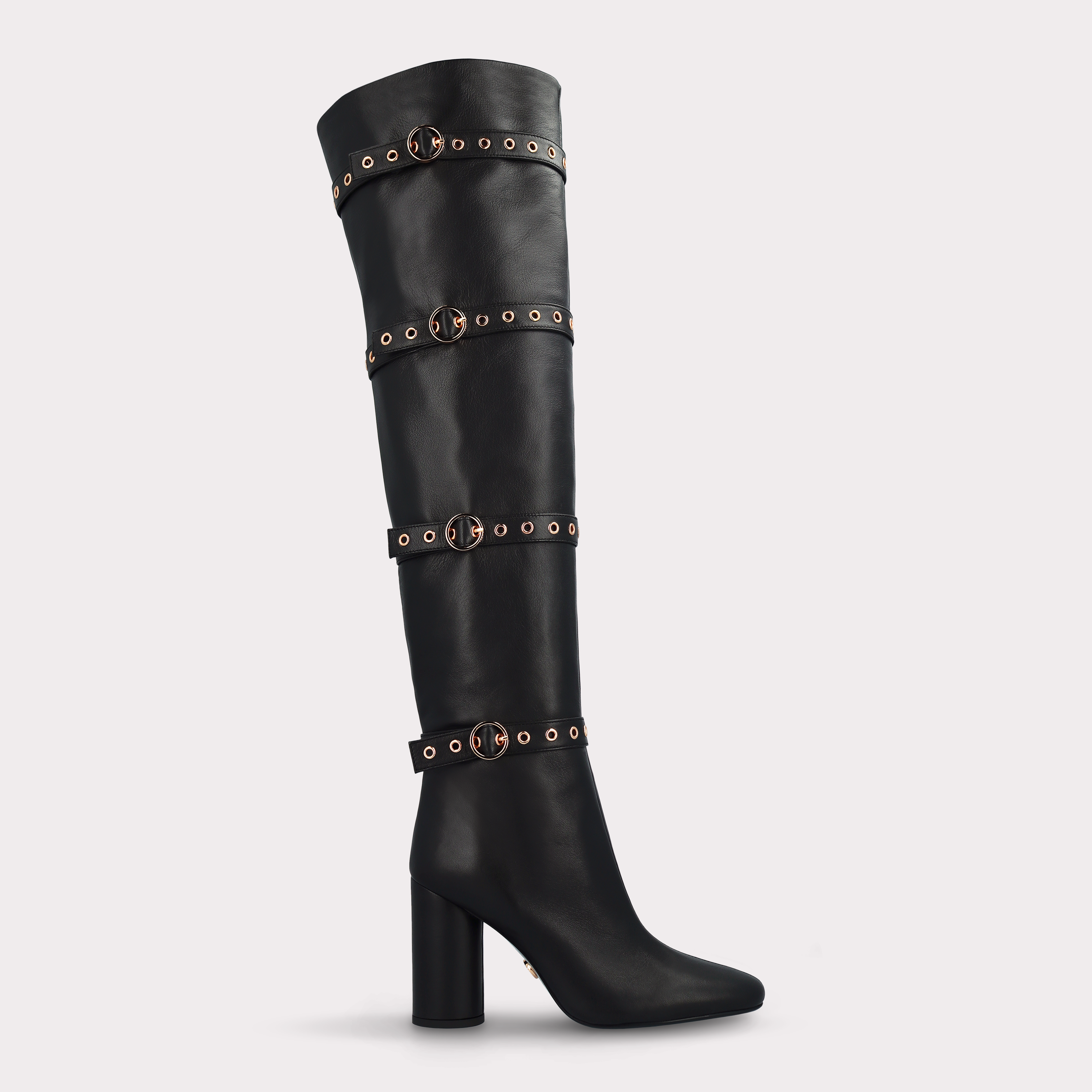 DAFNE 04 BLACK SMOOTH LEATHER OVER KNEE BOOTS