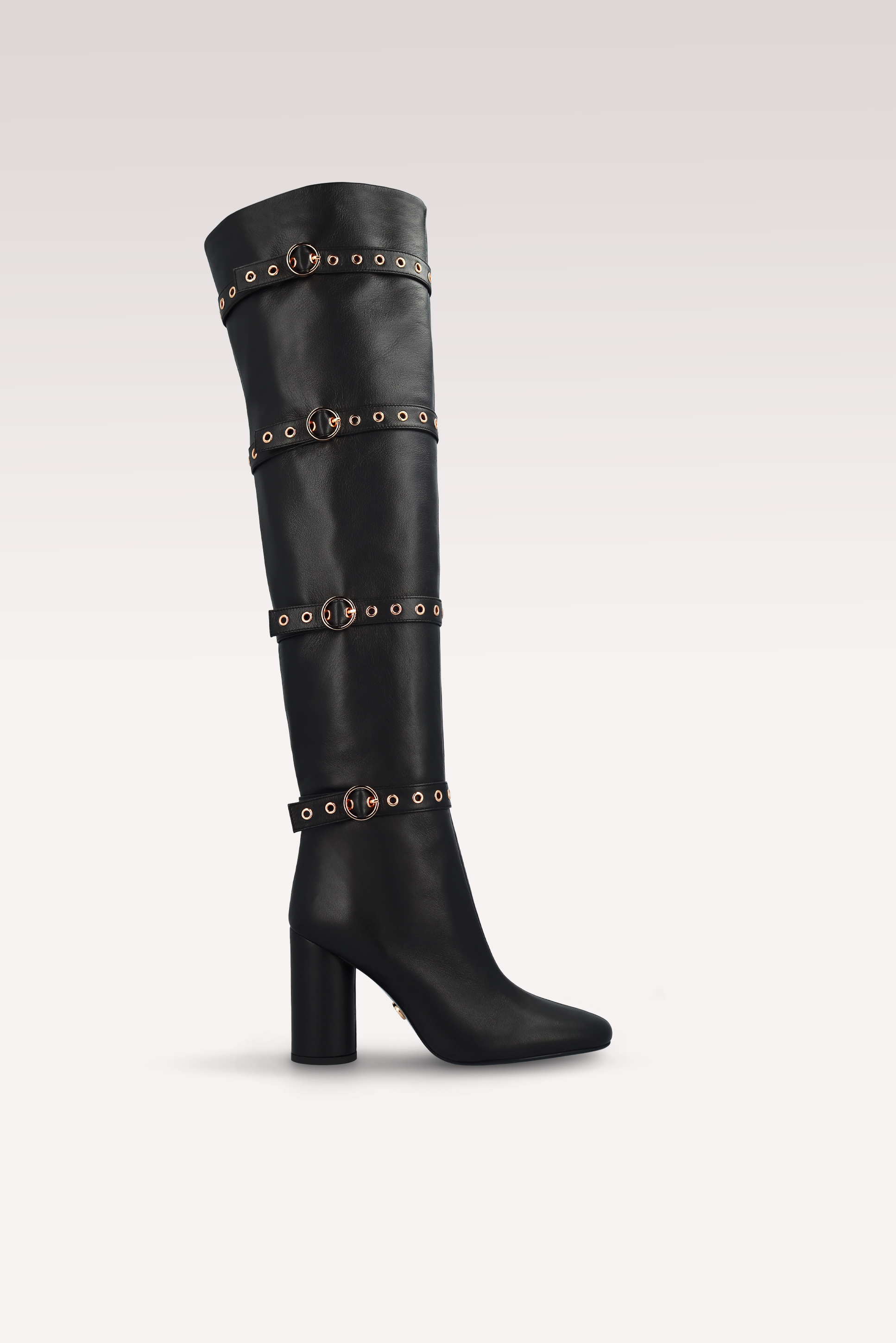 DAFNE 04 BLACK SMOOTH LEATHER OVER KNEE BOOTS