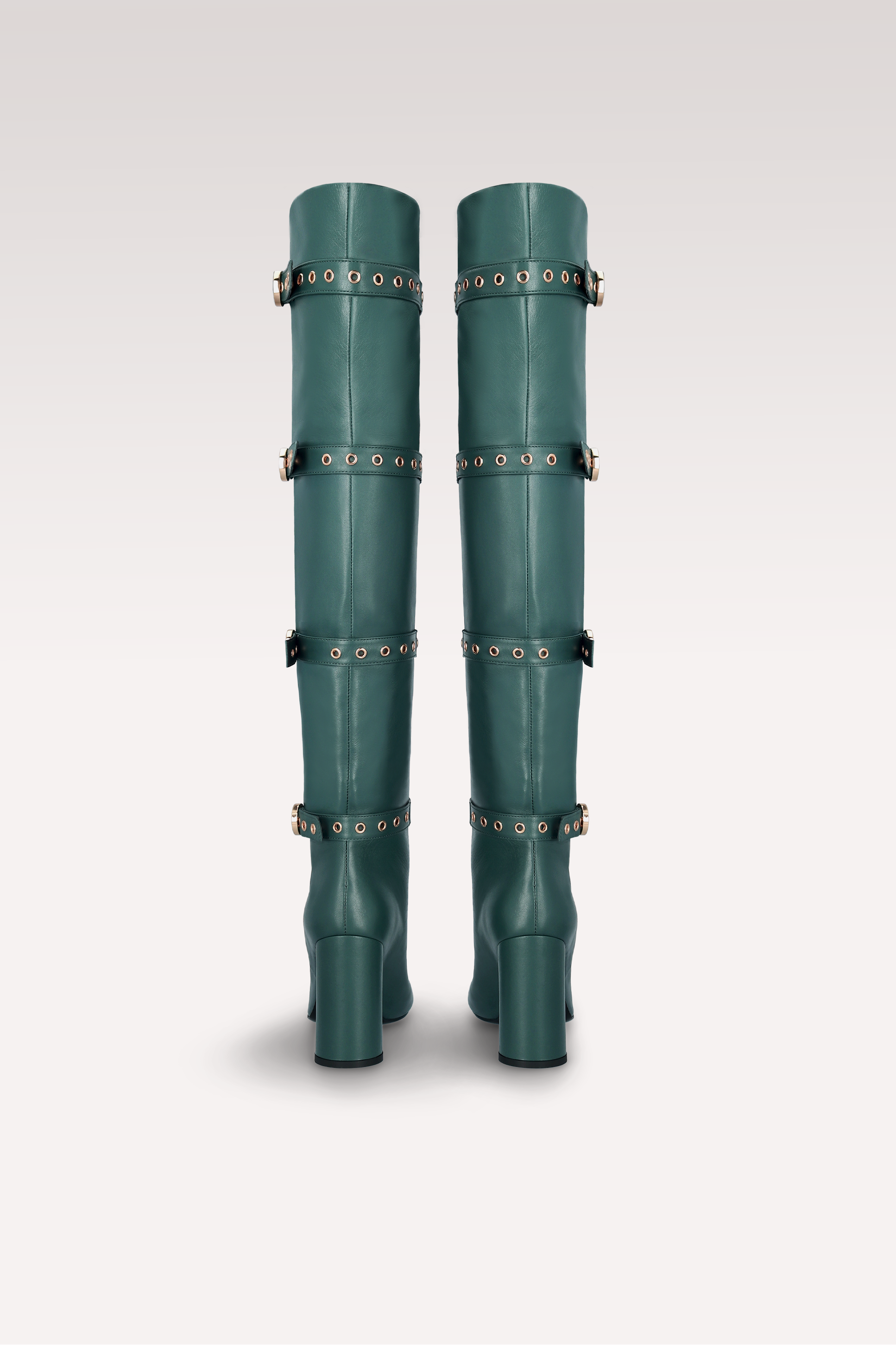 DAFNE 04 PINE COLOR SMOOTH LEATHER OVER THE KNEE BOOTS