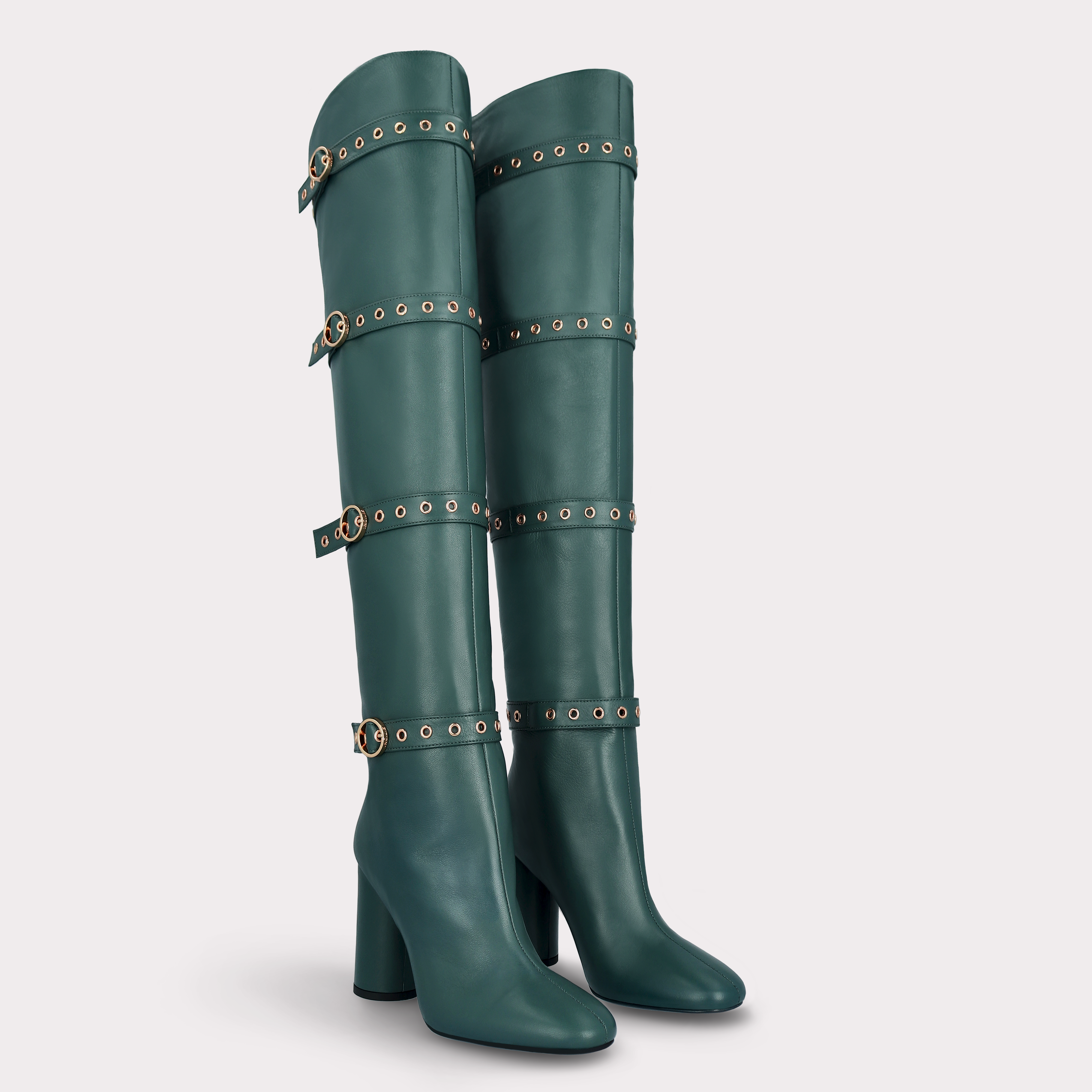 DAFNE 04 PINE COLOR SMOOTH LEATHER OVER THE KNEE BOOTS