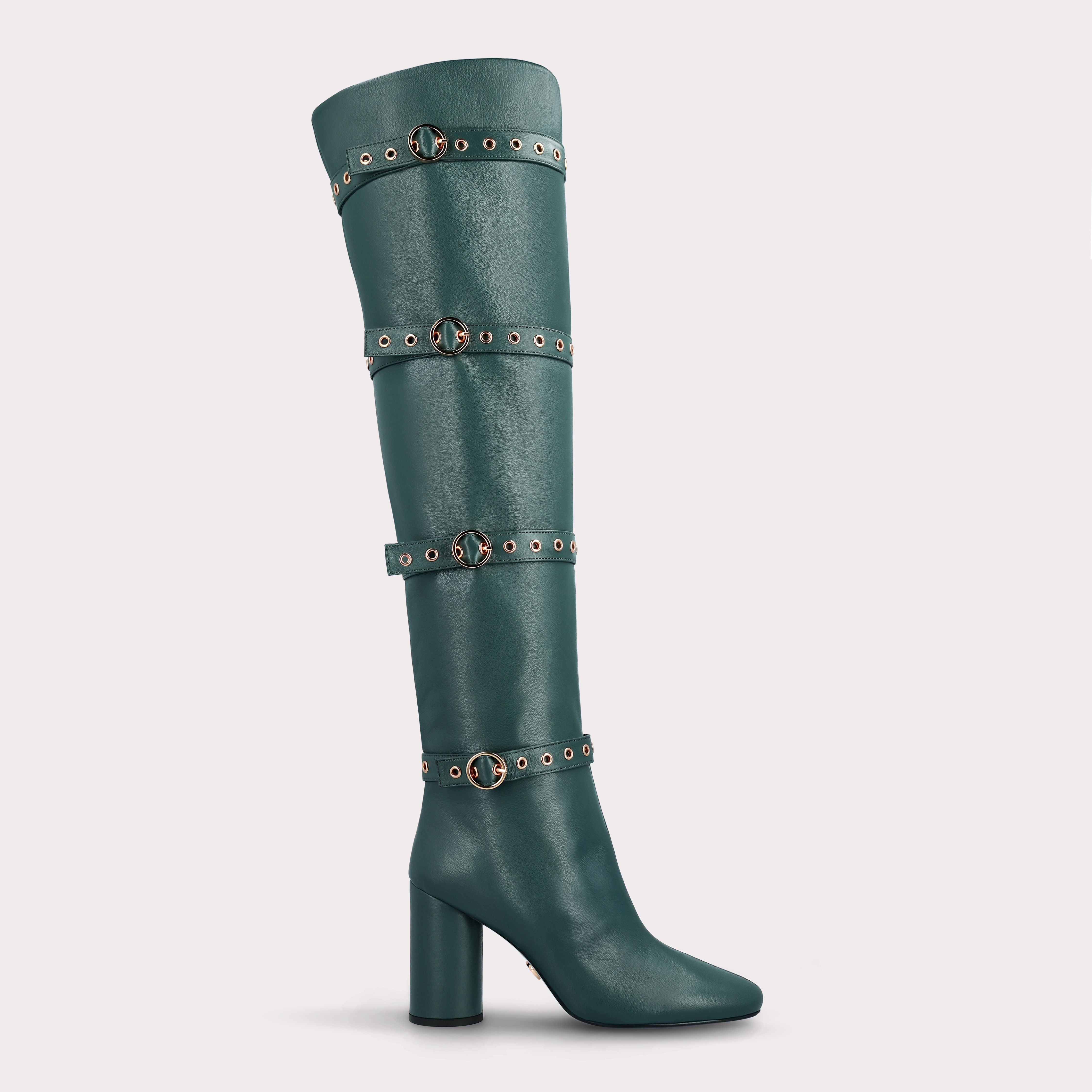 DAFNE 04 PINE COLOR SMOOTH LEATHER OVER THE KNEE BOOTS