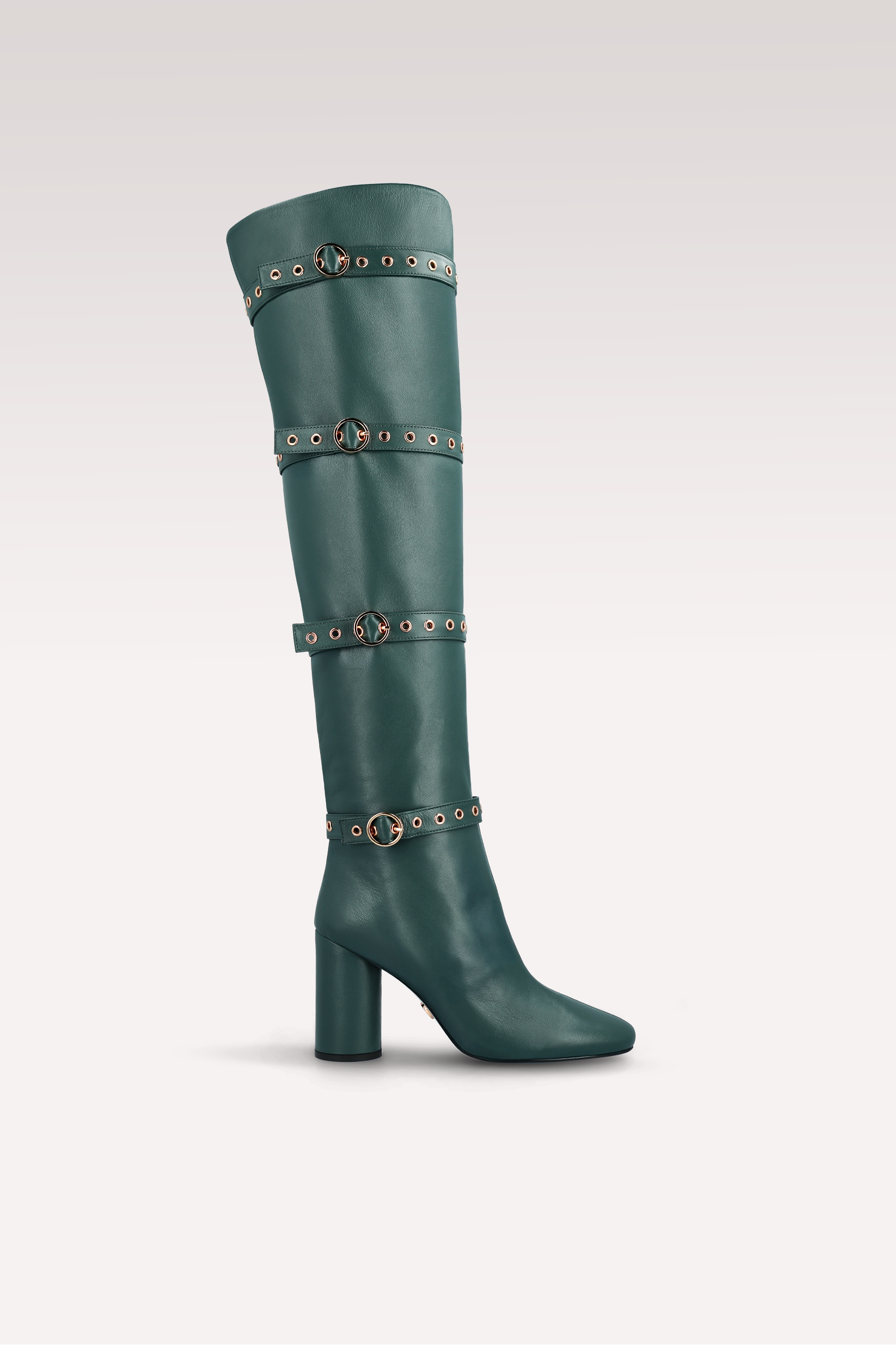 DAFNE 04 PINE COLOR SMOOTH LEATHER OVER THE KNEE BOOTS
