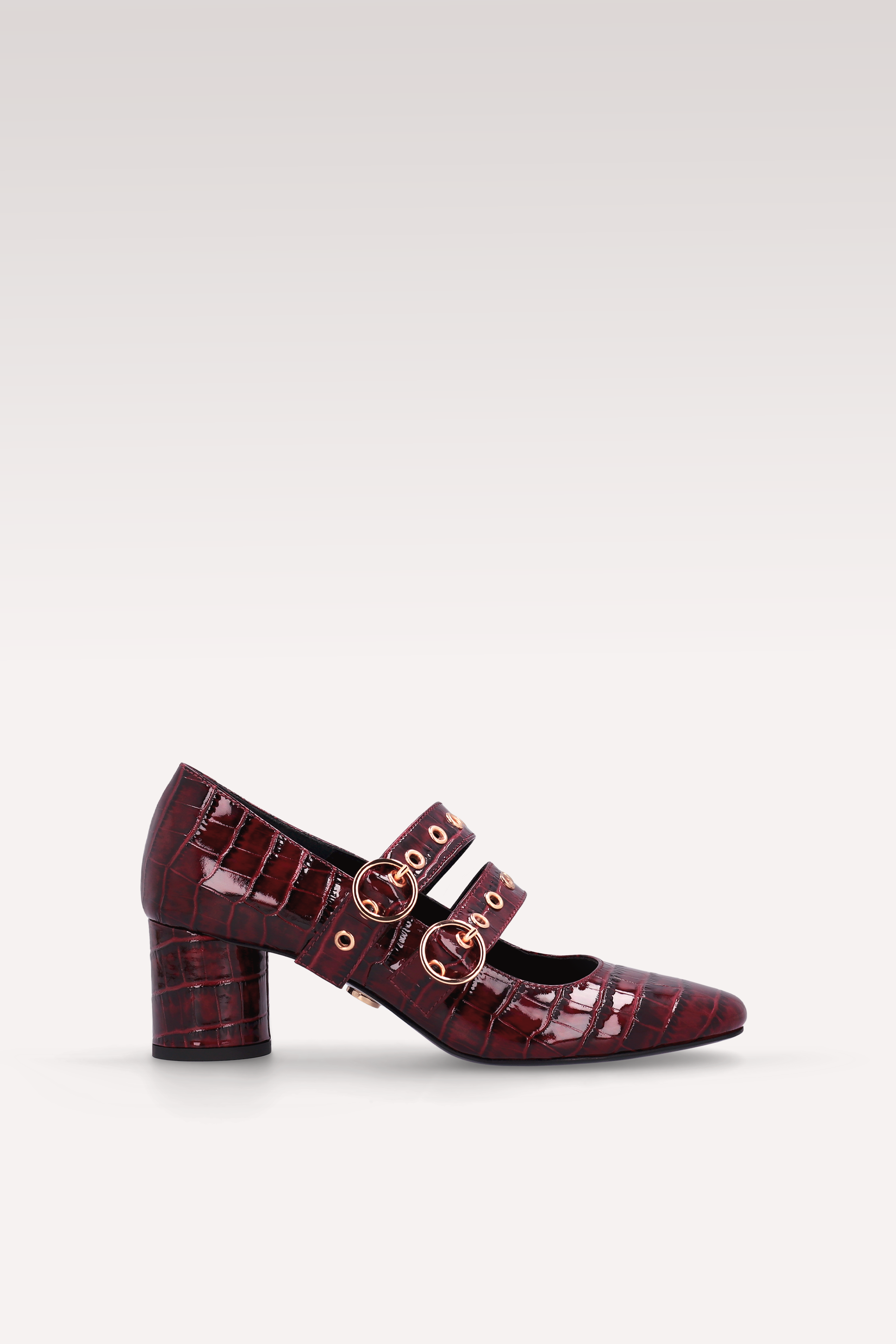 DENISE 01 BURGUNDY PATENT CROCO EMBOSSED LEATHER PUMPS