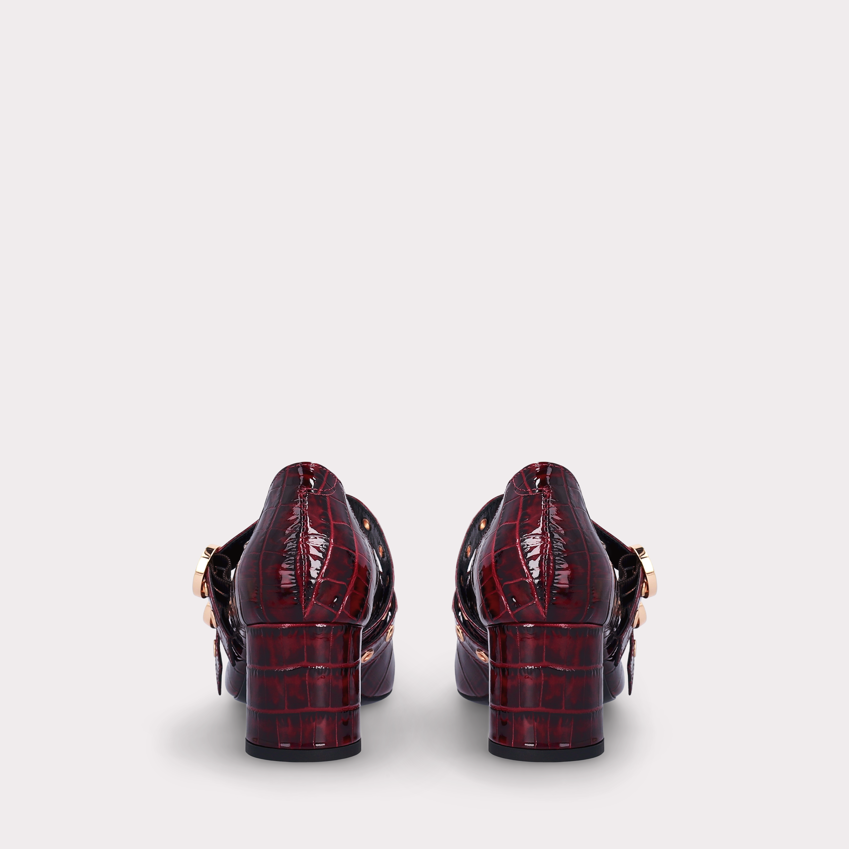 DENISE 01 BURGUNDY PATENT CROCO EMBOSSED LEATHER PUMPS