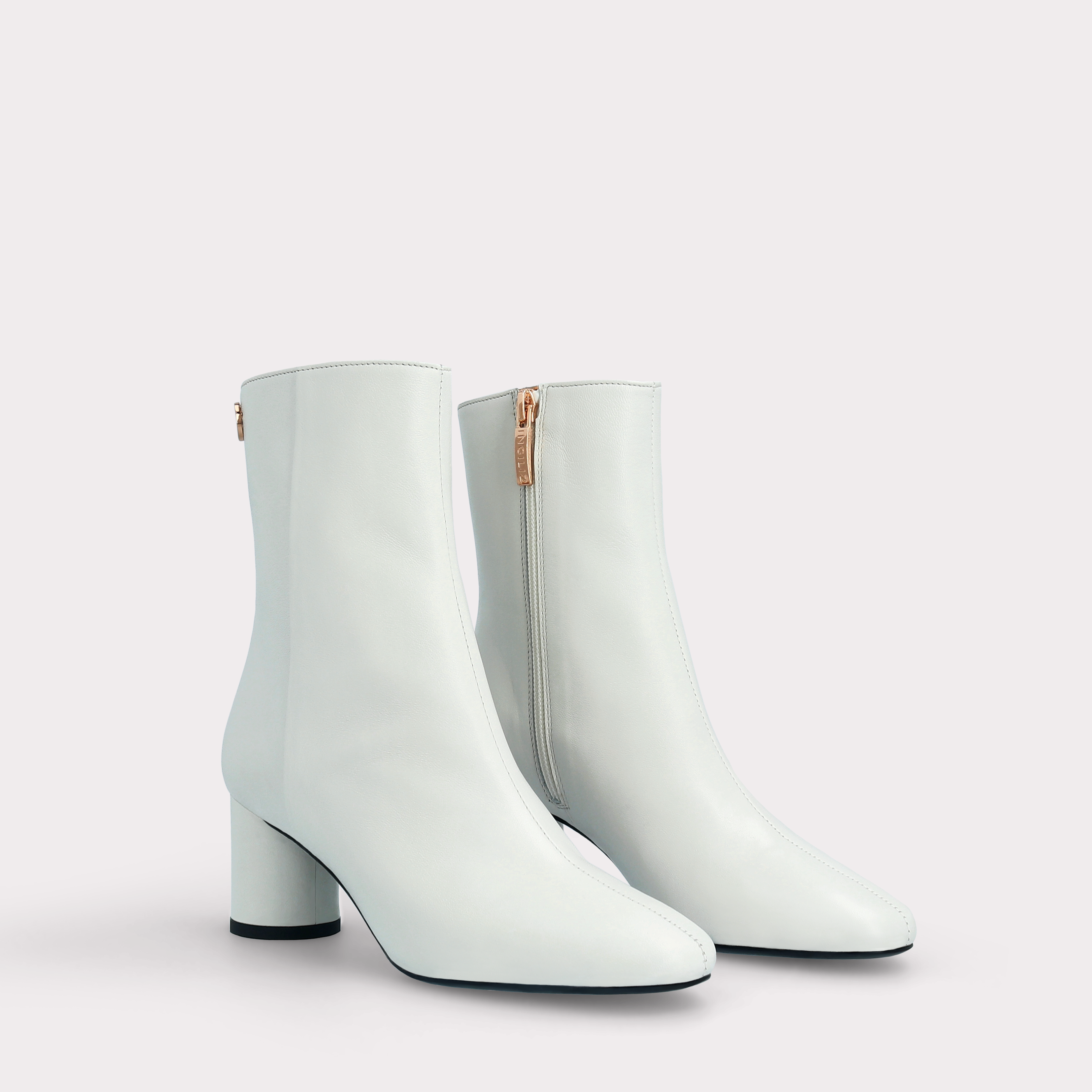 DENISE 02 WHITE SMOOTH LEATHER ANKLE BOOTS