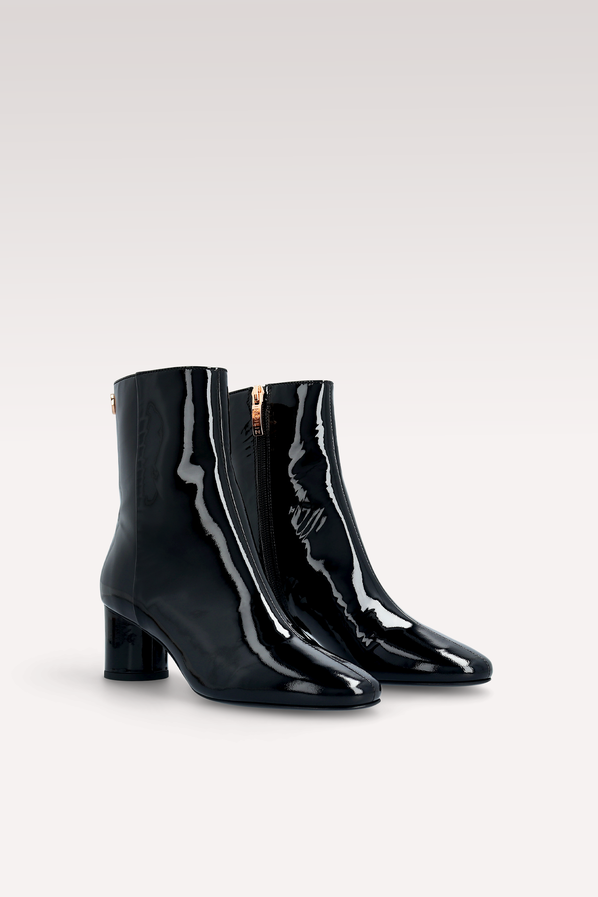 DENISE 02 BLACK PATENT LEATHER ANKLE BOOTS