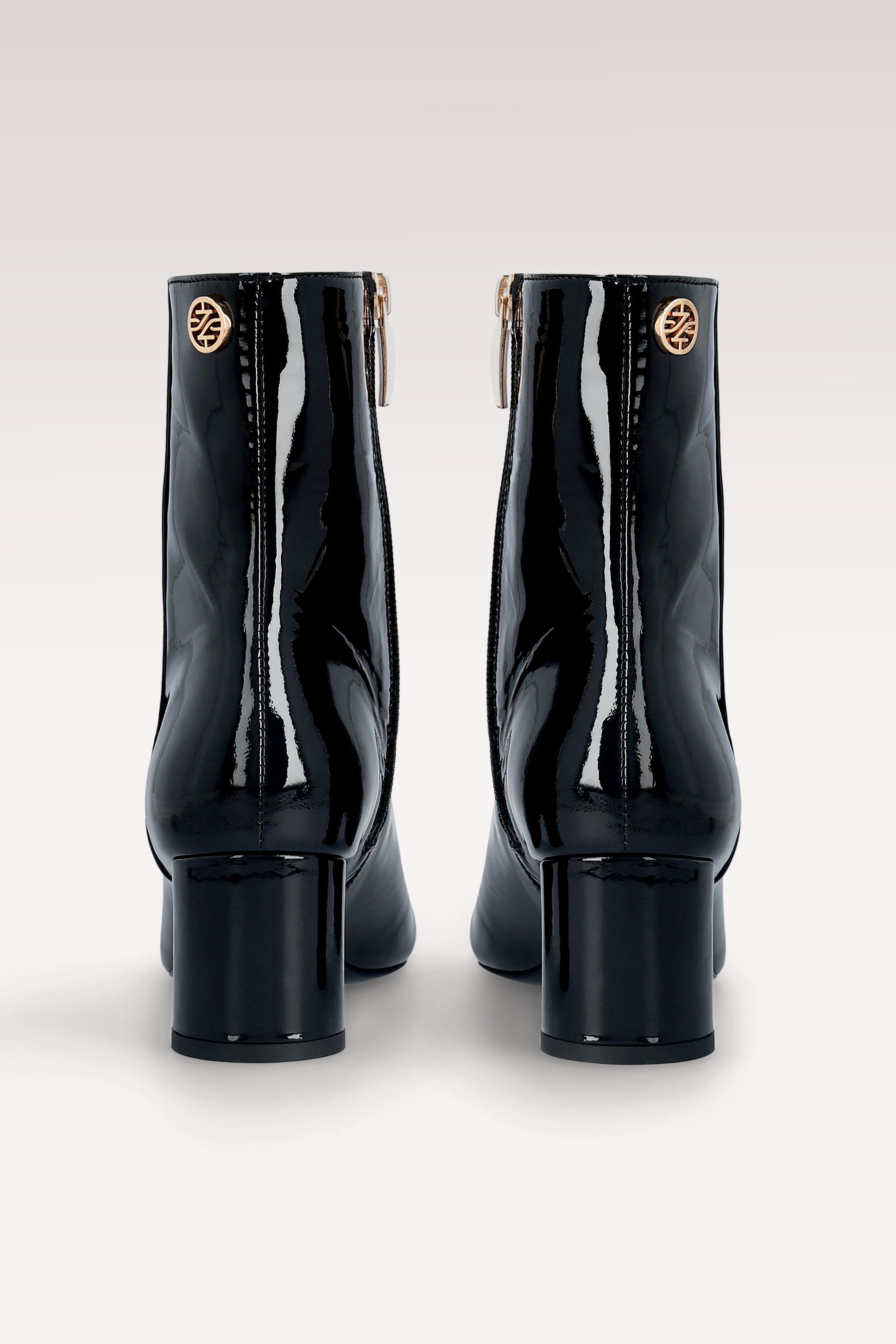 DENISE 02 BLACK PATENT LEATHER ANKLE BOOTS