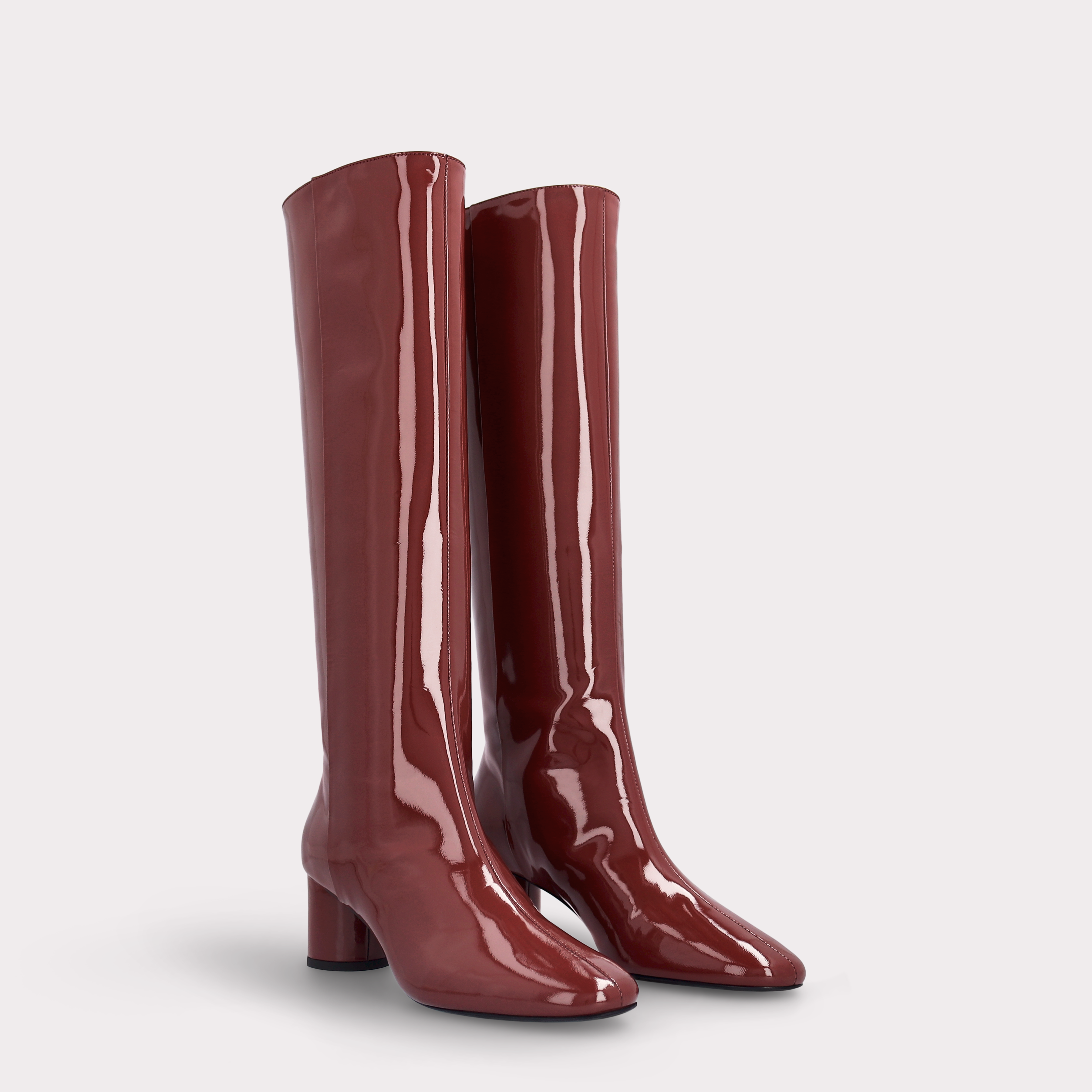 DENISE 03 BURGUNDY PATENT LEATHER BOOTS