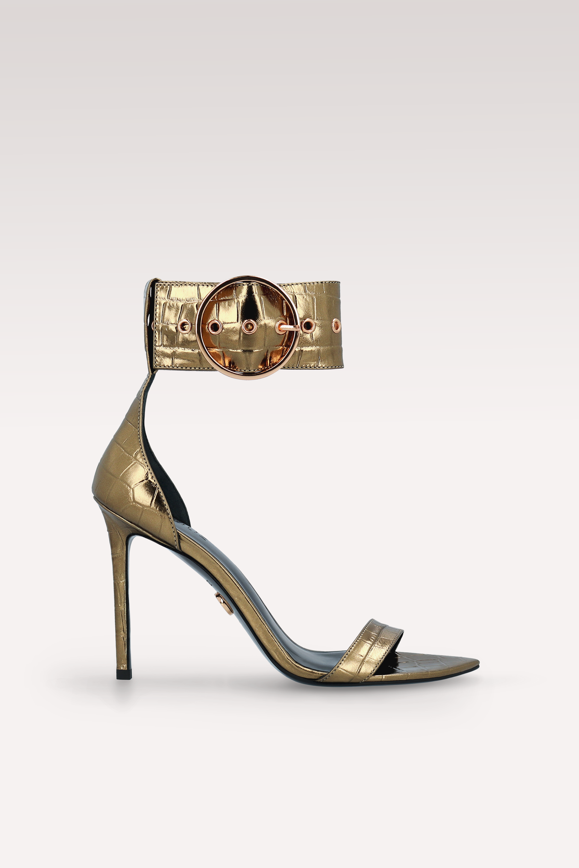 ADELE 01 BRONZE CROCO EMBOSSED LEATHER SANDALS